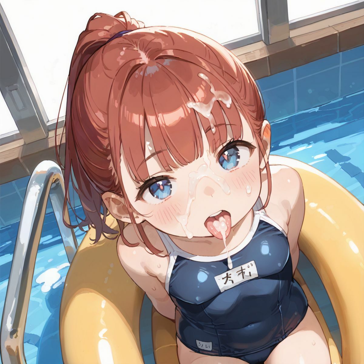 スクール水着がエロい貧乳後輩ちゃんを誰もいないプールに呼び出して中出しえっち04 画像5