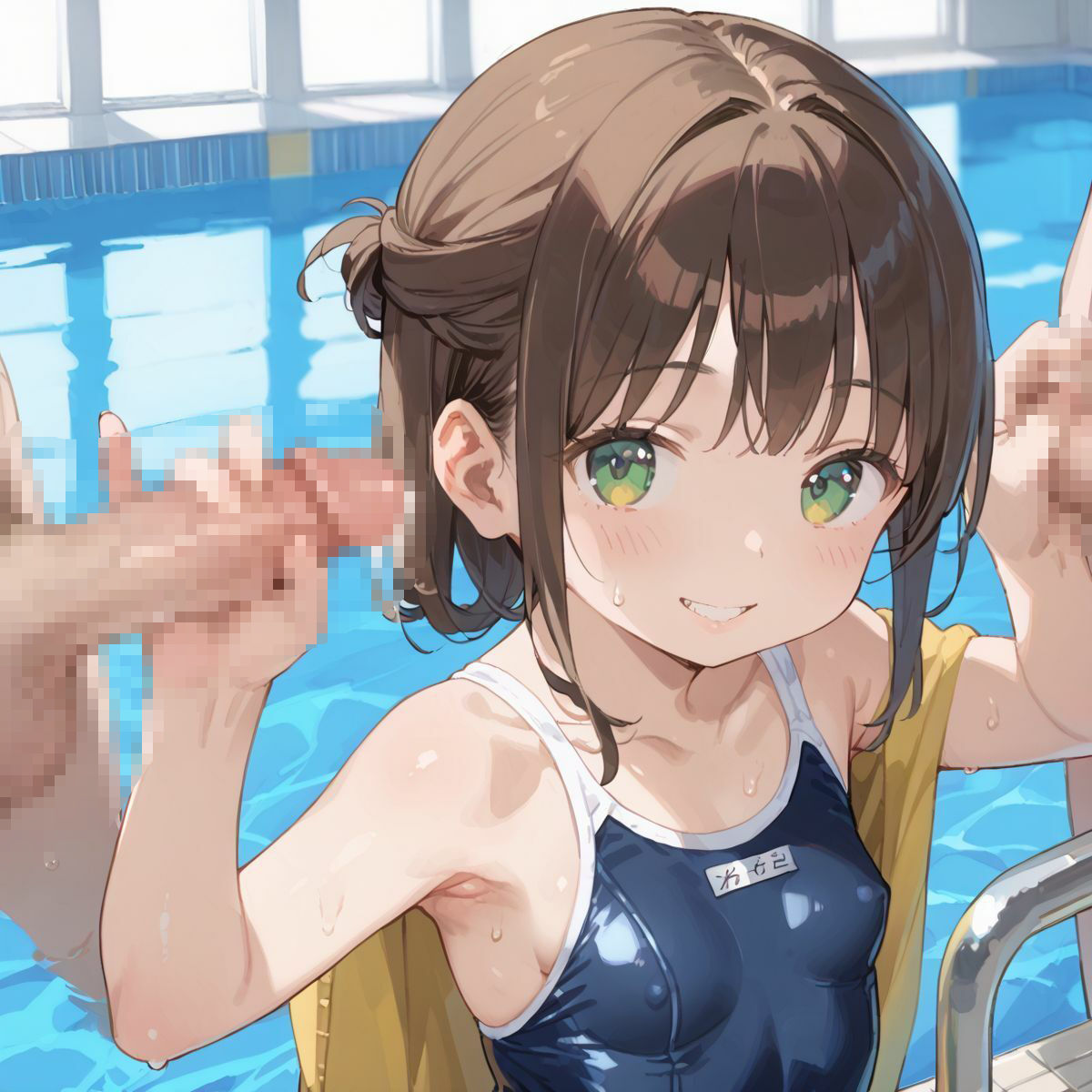 スクール水着がエロい貧乳後輩ちゃんを誰もいないプールに呼び出して中出しえっち04 画像9