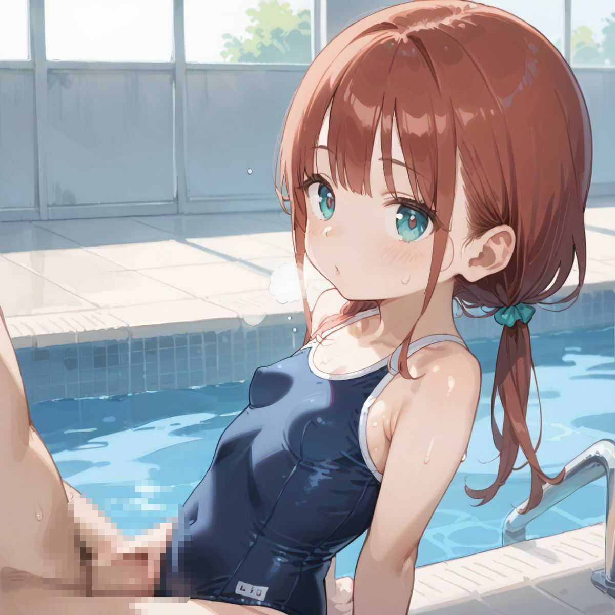 スクール水着がエロい貧乳後輩ちゃんを誰もいないプールに呼び出して中出しえっち051