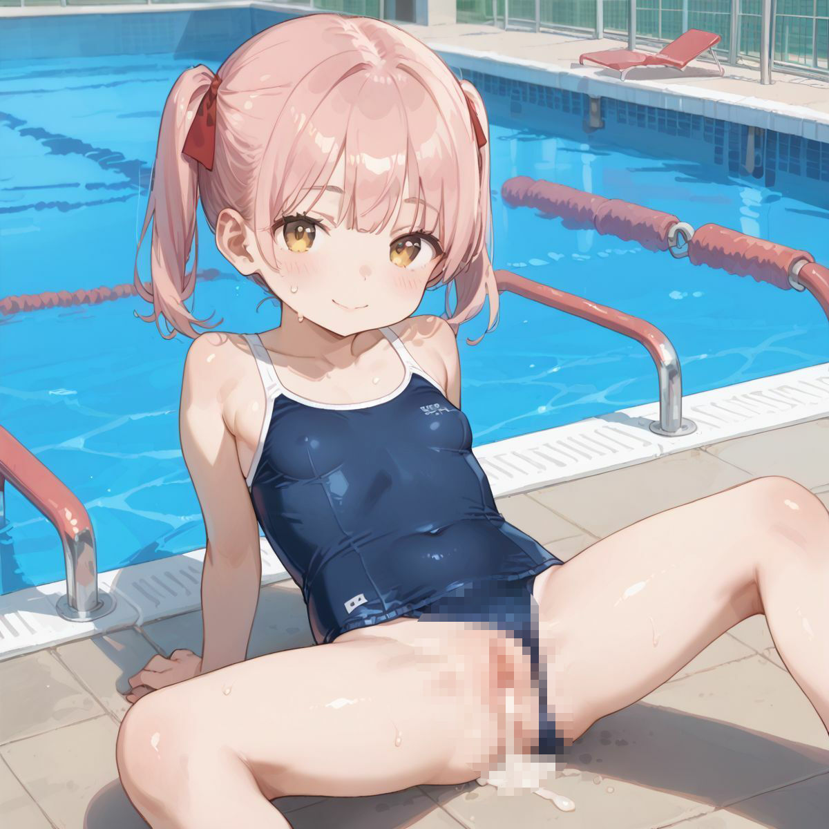 スクール水着がエロい貧乳後輩ちゃんを誰もいないプールに呼び出して中出しえっち052