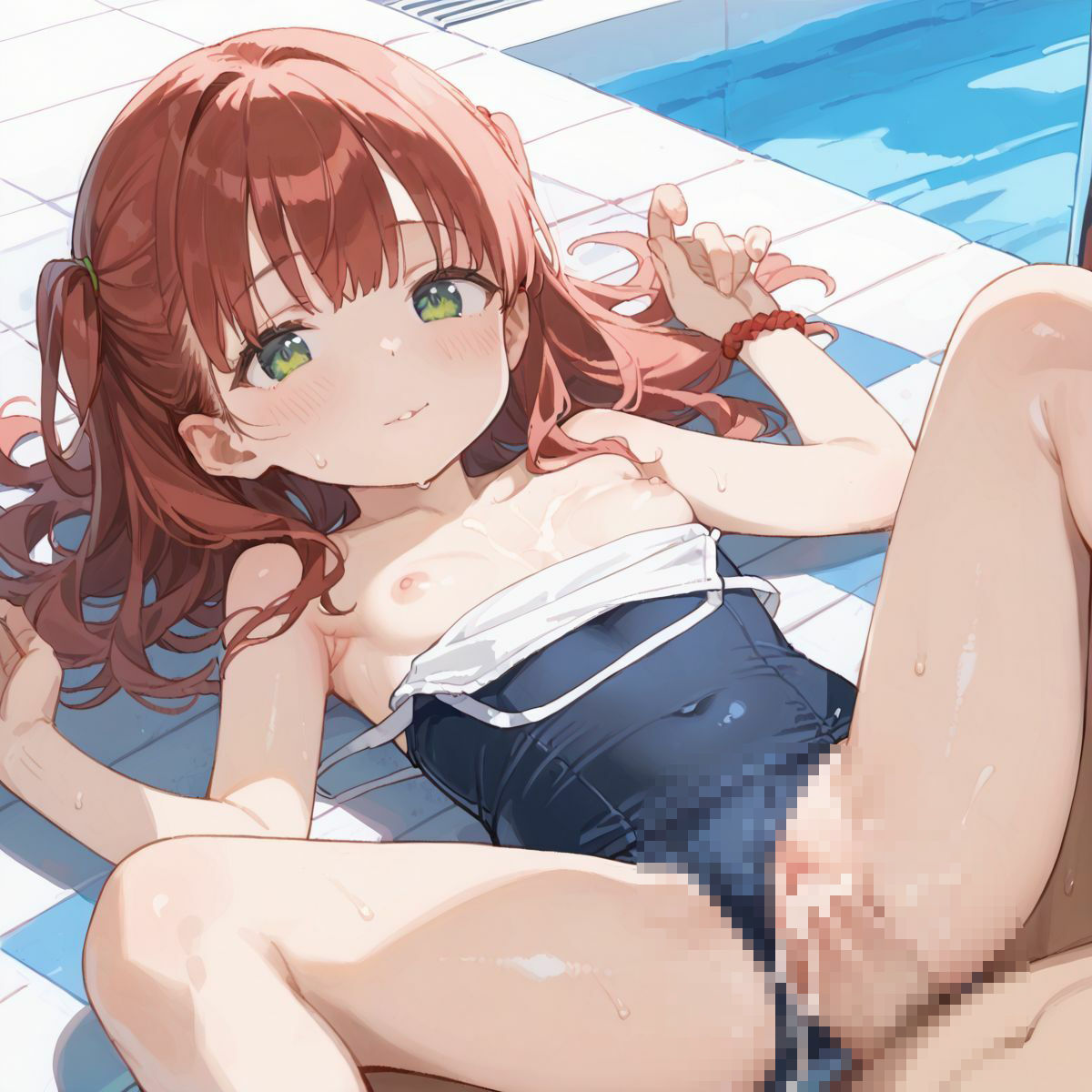 スクール水着がエロい貧乳後輩ちゃんを誰もいないプールに呼び出して中出しえっち058