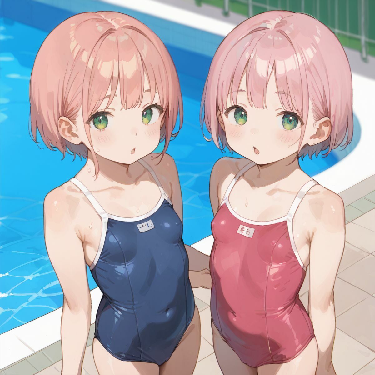 スクール水着がエロい貧乳後輩ちゃんを誰もいないプールに呼び出して中出しえっち059