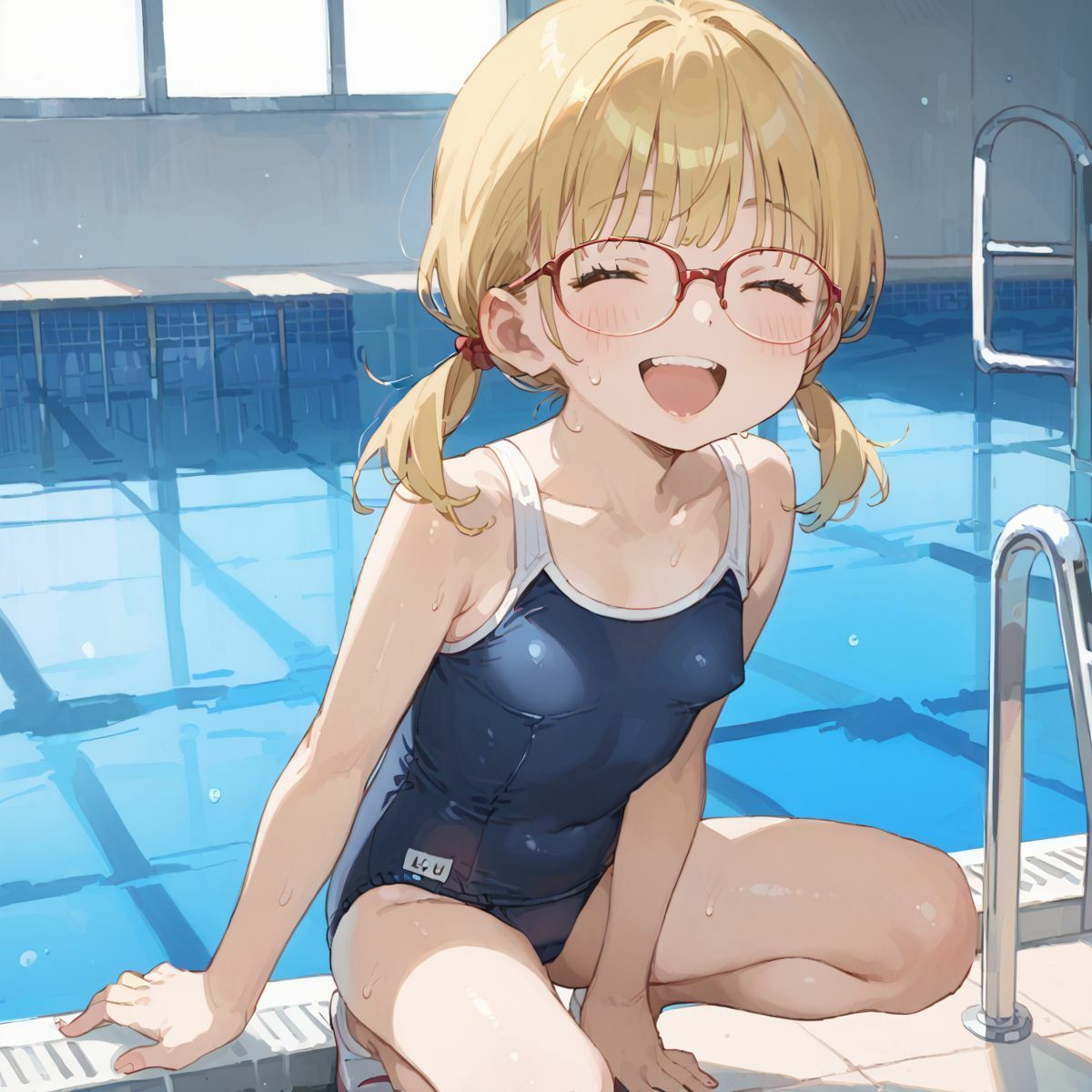 スクール水着がエロい貧乳後輩ちゃんを誰もいないプールに呼び出して中出しえっち06 画像2