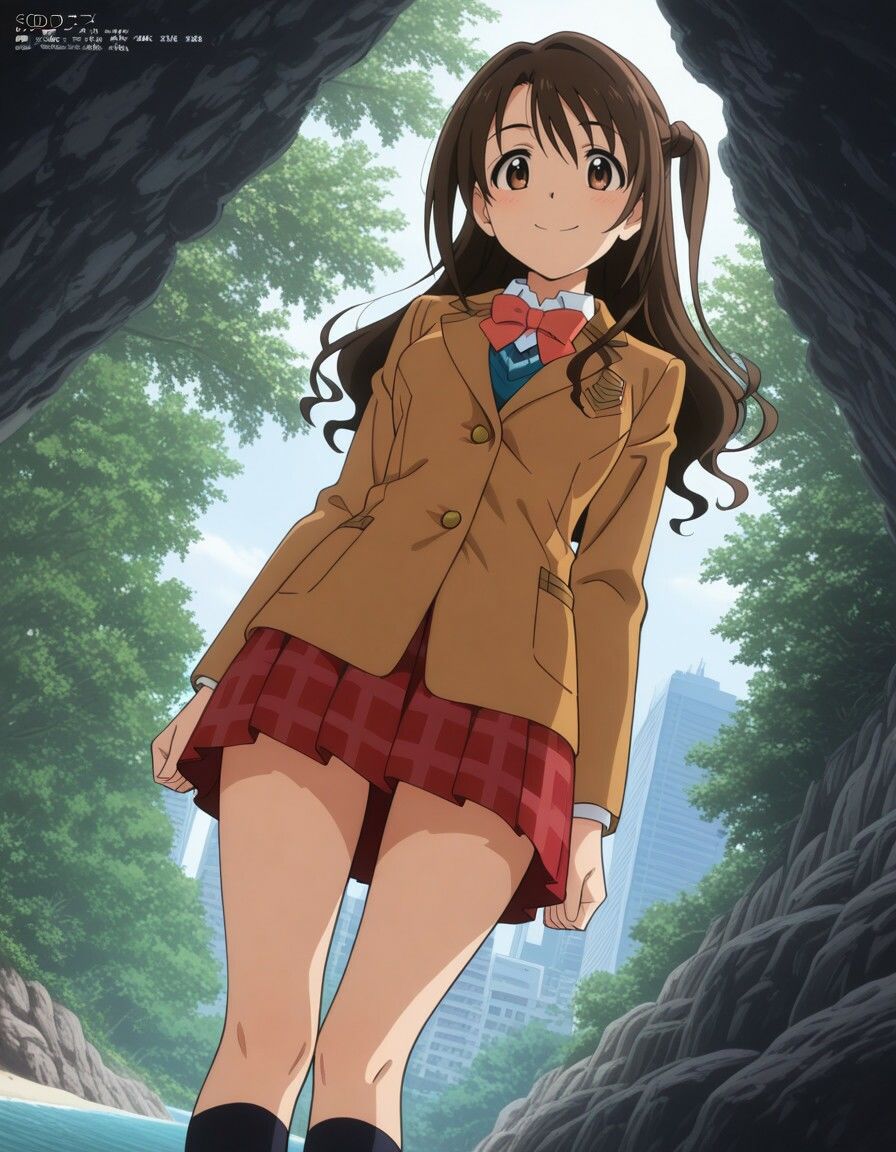デレ〇ス 島村〇月 制服 おま〇こクパァ オナニー クンニ 潮吹き 画像1
