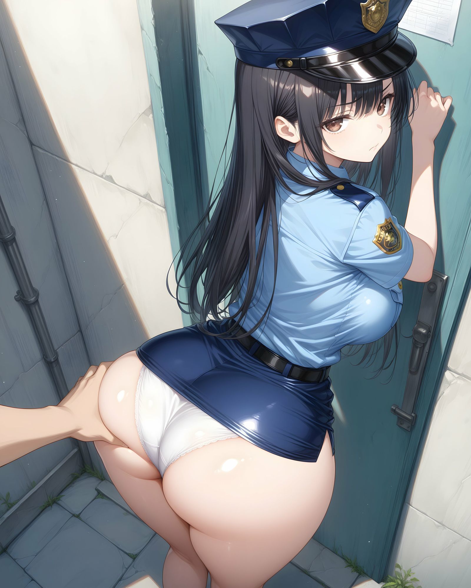 サンプル画像5:超ミニスカ警察〜パンツ丸見えの婦人警官達にセクハラしたり、ぶっかけたり、チ〇ポのお世話してもらうイラスト集〜(私はいつでもここにいる) [d_585087]