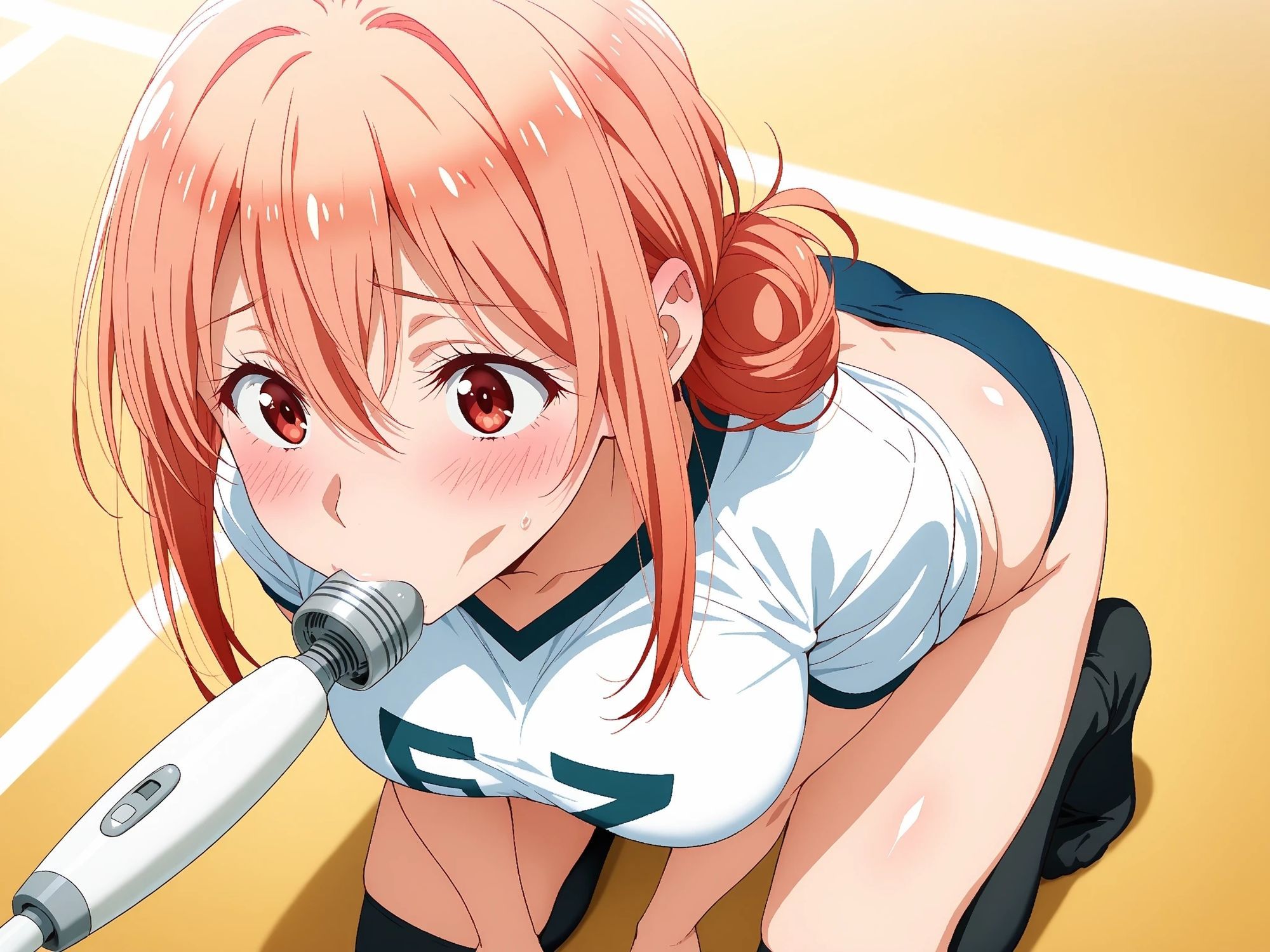 サンプル画像2:【発情ヒロイン】【ガハママ】ブルマ妻の汗だくレッスン  〜コートに響く禁断の喘ぎ〜(画像生成マン) [d_585231]