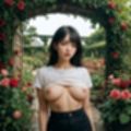 ローズガーデンでおっぱいを見せてくれるお姉さん（セリフなし  AI画像集）