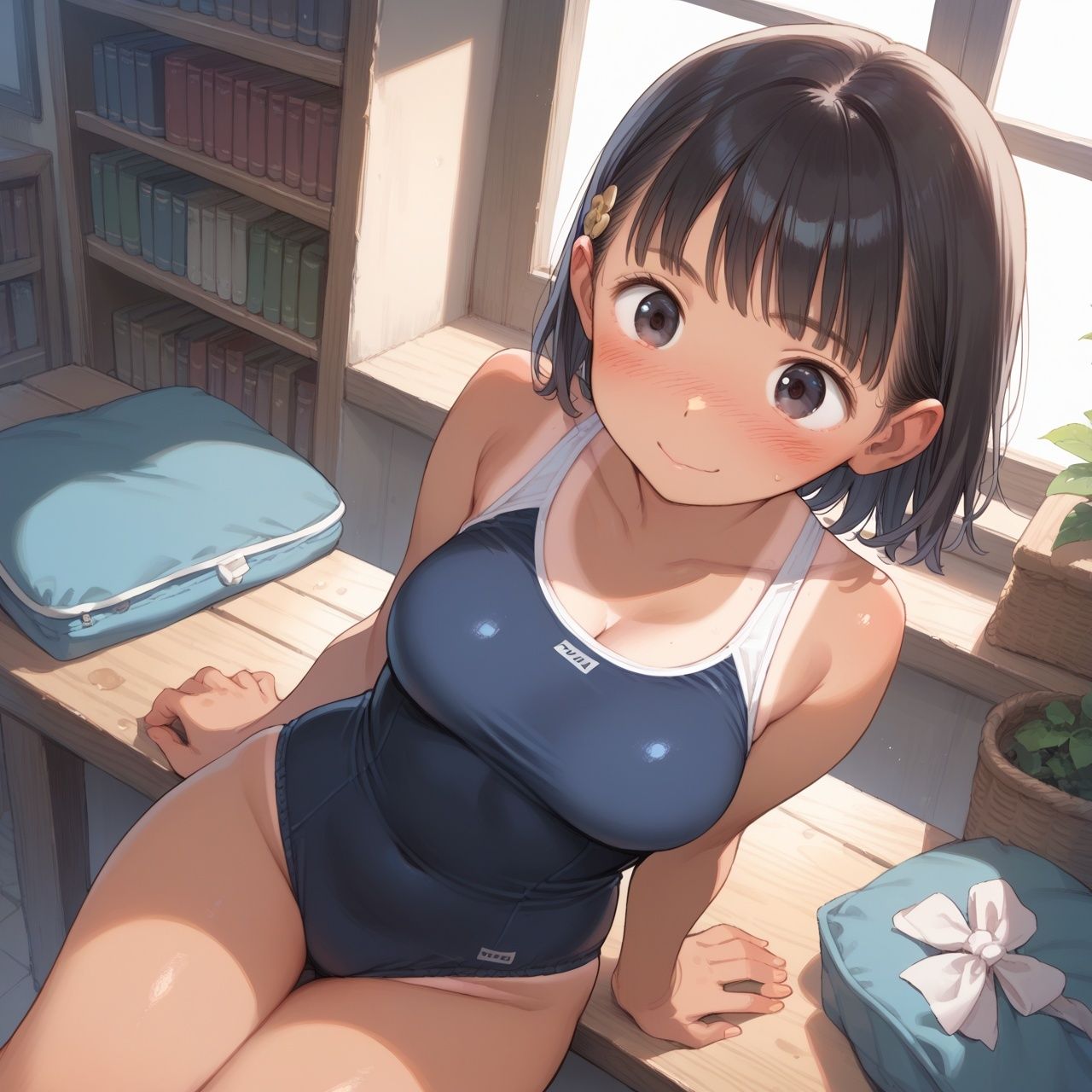巨乳ロリの誘惑! 褐色スク水ロリ【性処理性活(はーと) 高画質500P】 画像1