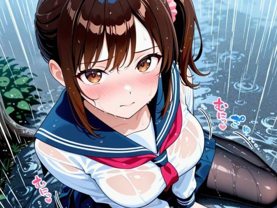 サンプル画像4:びっちょり透け乳女子校生、タイツの奥までグッショリ。──幼馴染と雨宿り中に、我慢できずズブズブ。(フエラムネ出版) [d_585631]