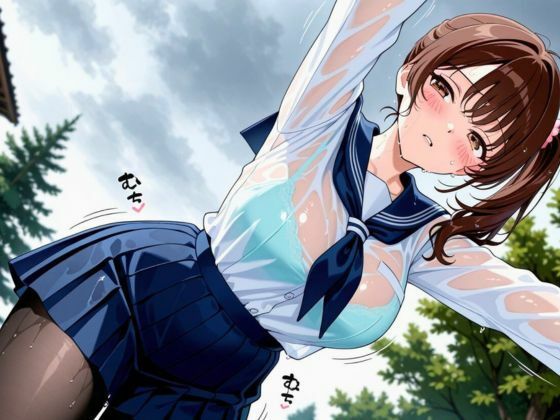 サンプル画像5:びっちょり透け乳女子校生、タイツの奥までグッショリ。──幼馴染と雨宿り中に、我慢できずズブズブ。(フエラムネ出版) [d_585631]