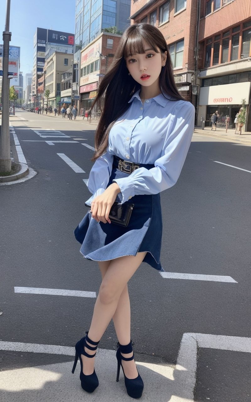 AI美女写真集┃通りを歩くミニスカ美女 画像2