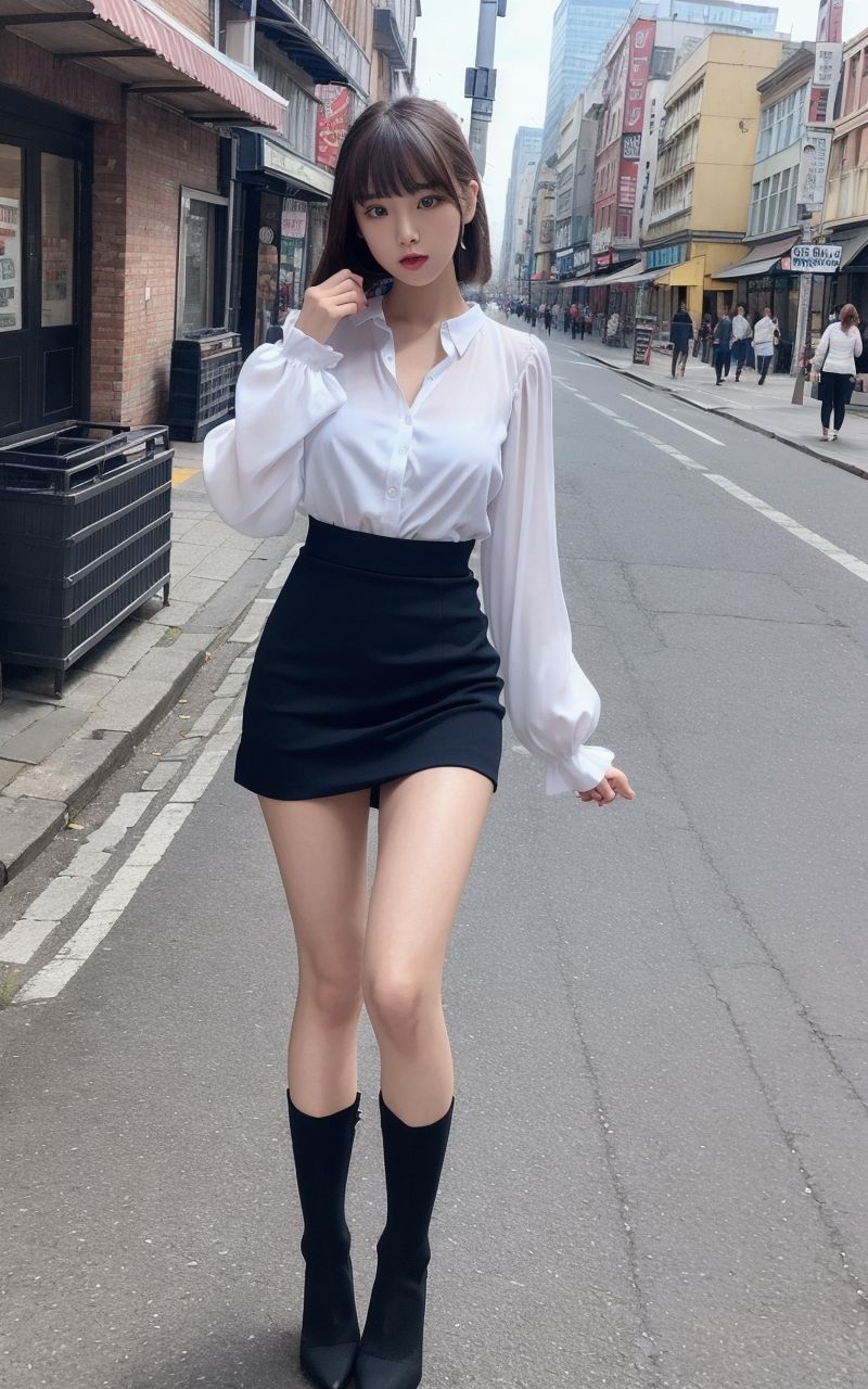 サンプル画像6:AI美女写真集┃通りを歩くミニスカ美女(AI美女写真集┃清楚な大人) [d_585774]