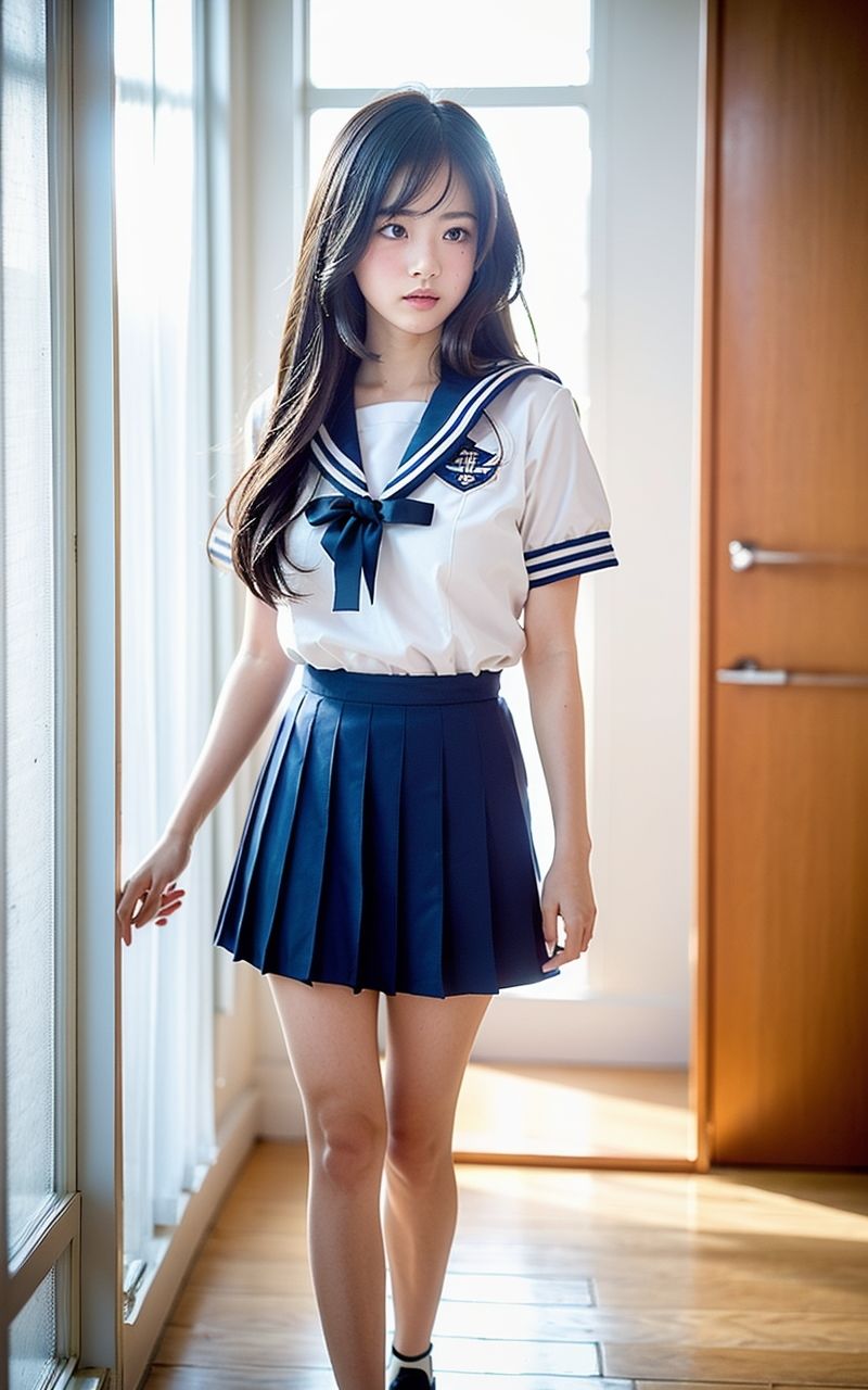 サンプル画像1:AI美女写真集┃廊下を歩く美女(AI美女写真集┃清楚な大人) [d_585806]