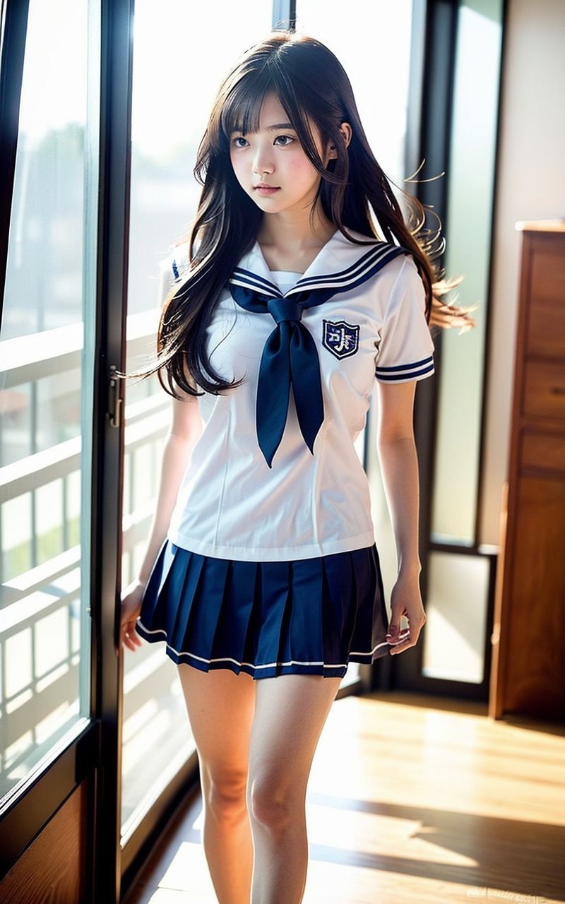 サンプル画像5:AI美女写真集┃廊下を歩く美女(AI美女写真集┃清楚な大人) [d_585806]