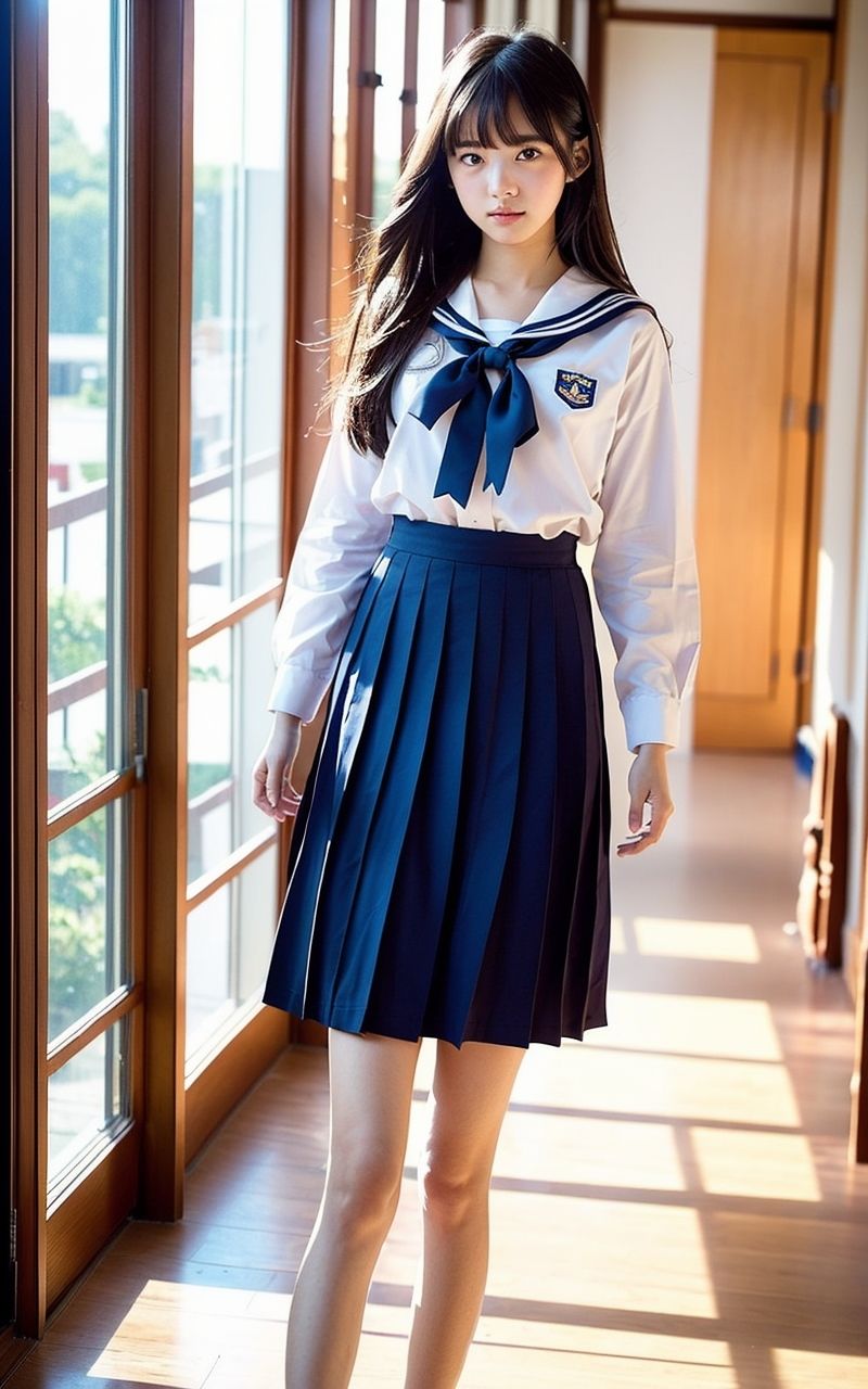 サンプル画像6:AI美女写真集┃廊下を歩く美女(AI美女写真集┃清楚な大人) [d_585806]