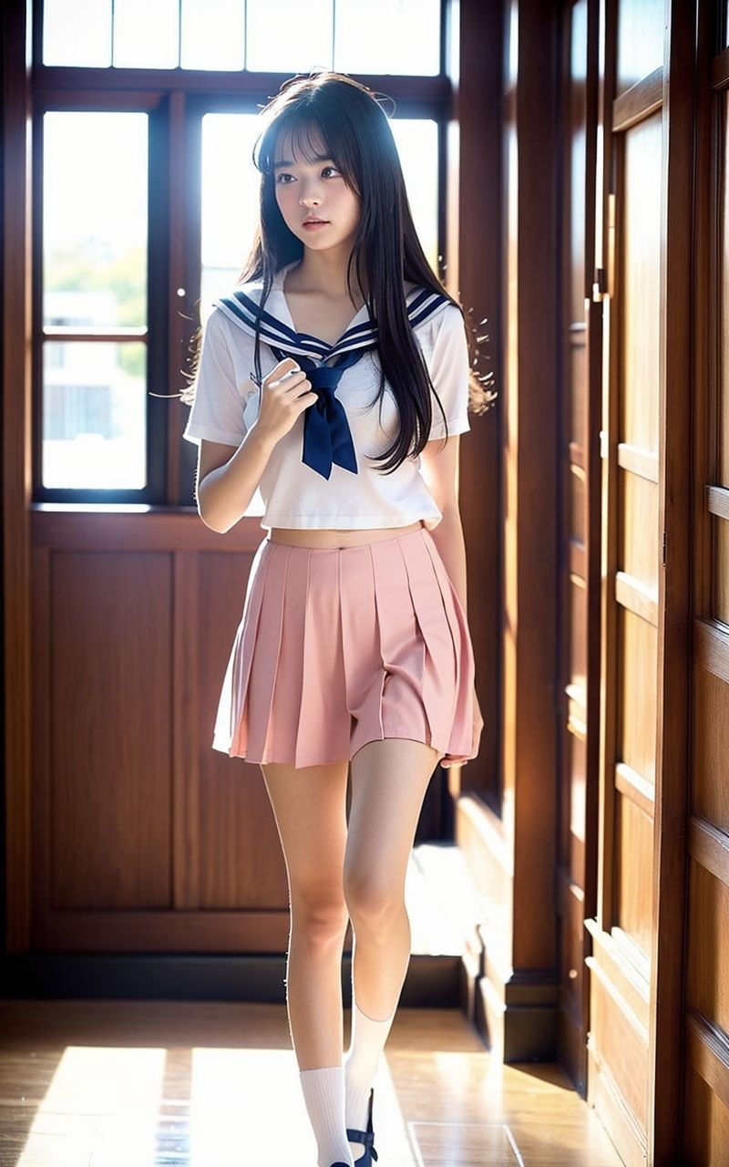 AI美女写真集┃廊下を歩く美女 画像10