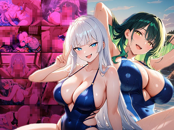 爆乳ホワイトヘアグラドルと緑髪美女が個撮で淫らに孕ませSEX【4K】 画像1