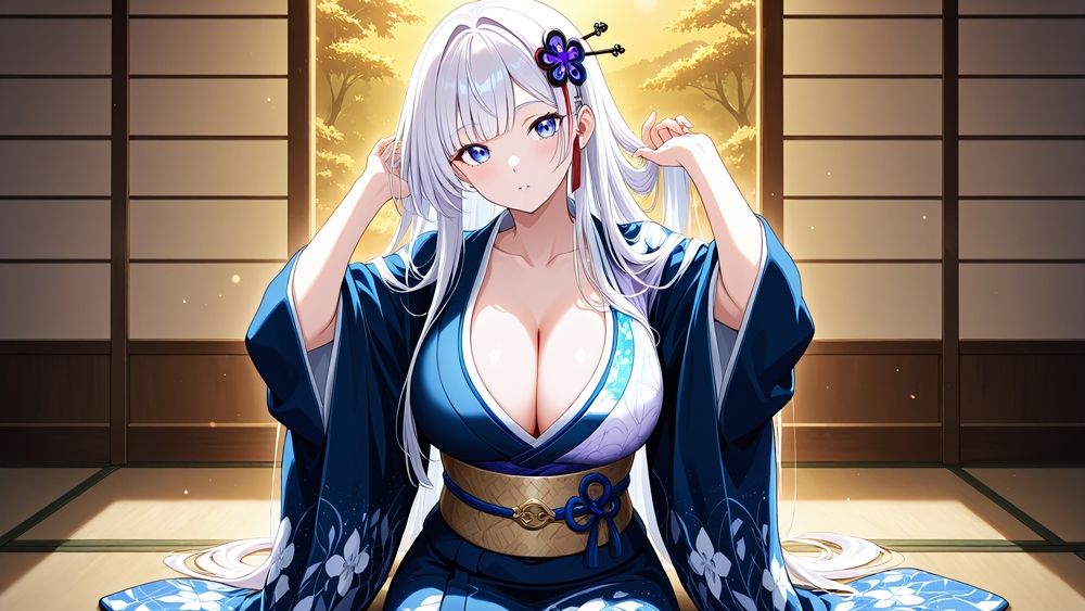 サンプル画像6:爆乳ホワイトヘアグラドルと緑髪美女が個撮で淫らに孕ませSEX【4K】(御一堂) [d_585878]