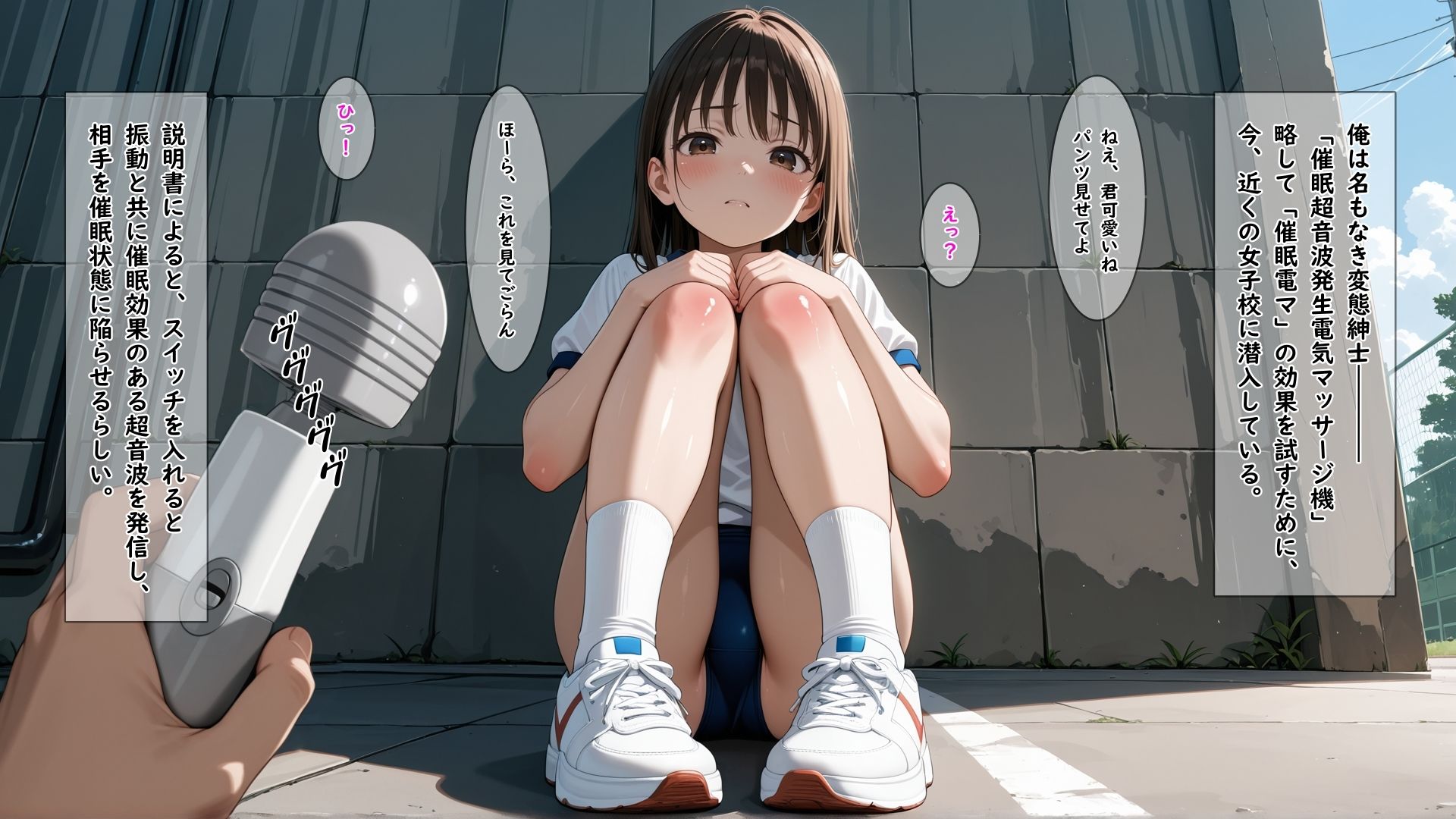 サンプル画像1:知らないオジに催●でパンツを脱がされ可愛いすじまんに電マを当てられ続けて何回イってもやめてもらえない女の子(ありゅ研究所) [d_585985]