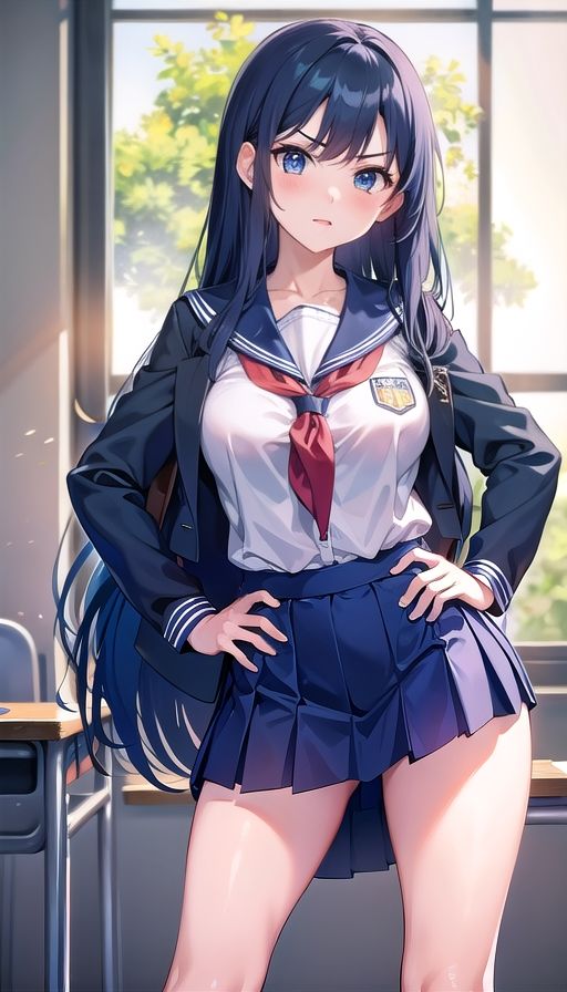 サンプル画像1:青髪ツンデレ競泳水着(くろめあい) [d_586390]