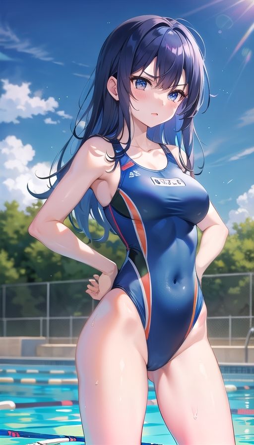 サンプル画像3:青髪ツンデレ競泳水着(くろめあい) [d_586390]