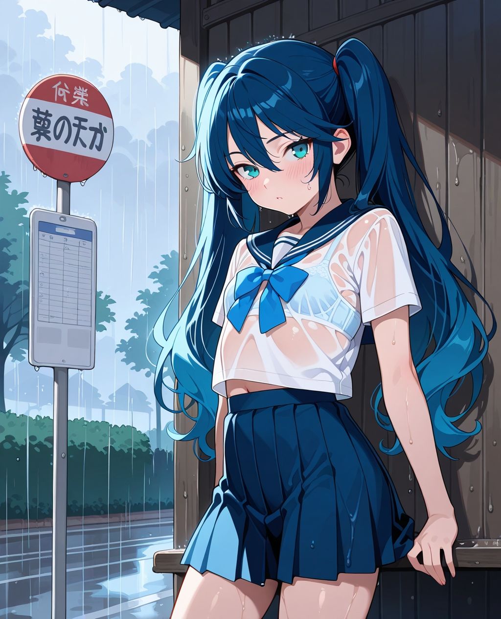 サンプル画像3:見せつけガールズ☆ 雨宿りでびしょ濡れ編 〜ツインテール彼女ver.〜(カズン) [d_586470]