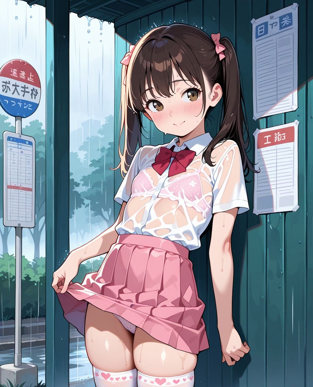 見せつけガールズ☆ 雨宿りでびしょ濡れ編 〜ツインテール彼女ver.〜 画像4