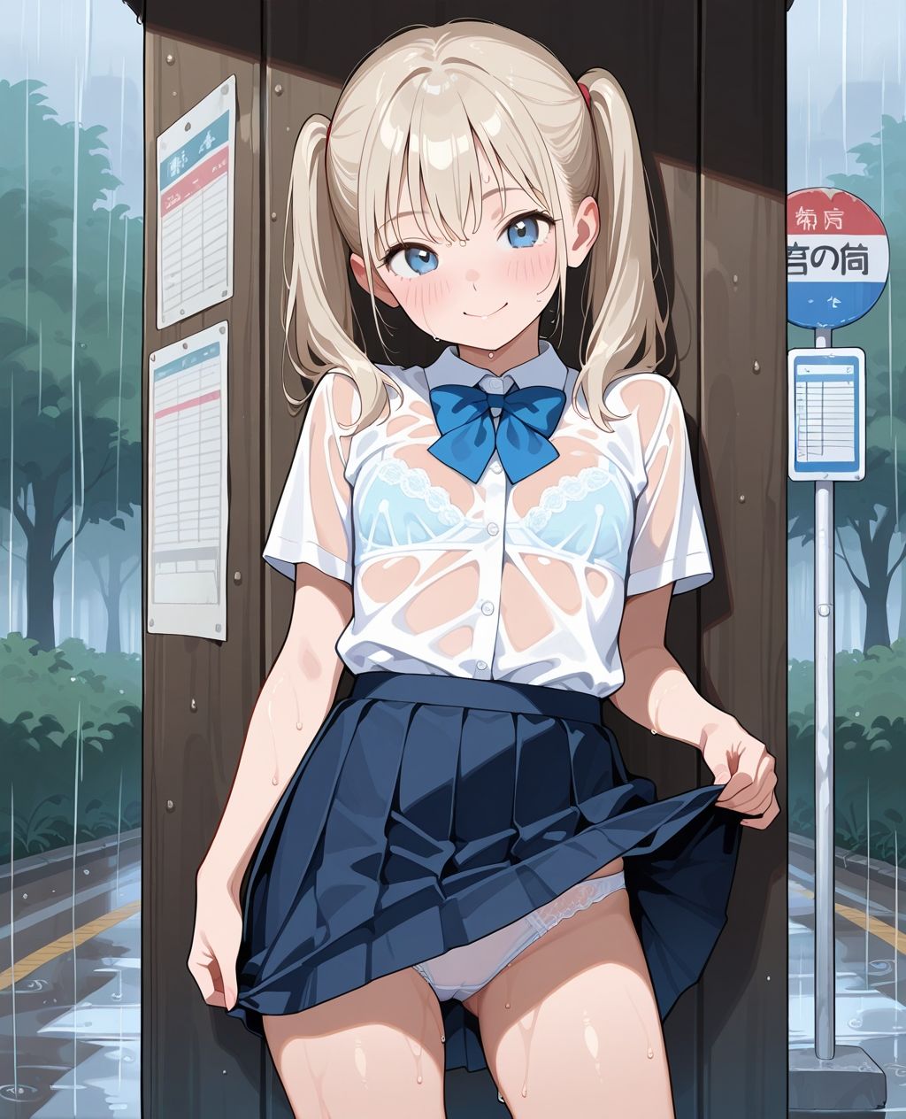 見せつけガールズ☆ 雨宿りでびしょ濡れ編 〜ツインテール彼女ver.〜 画像9