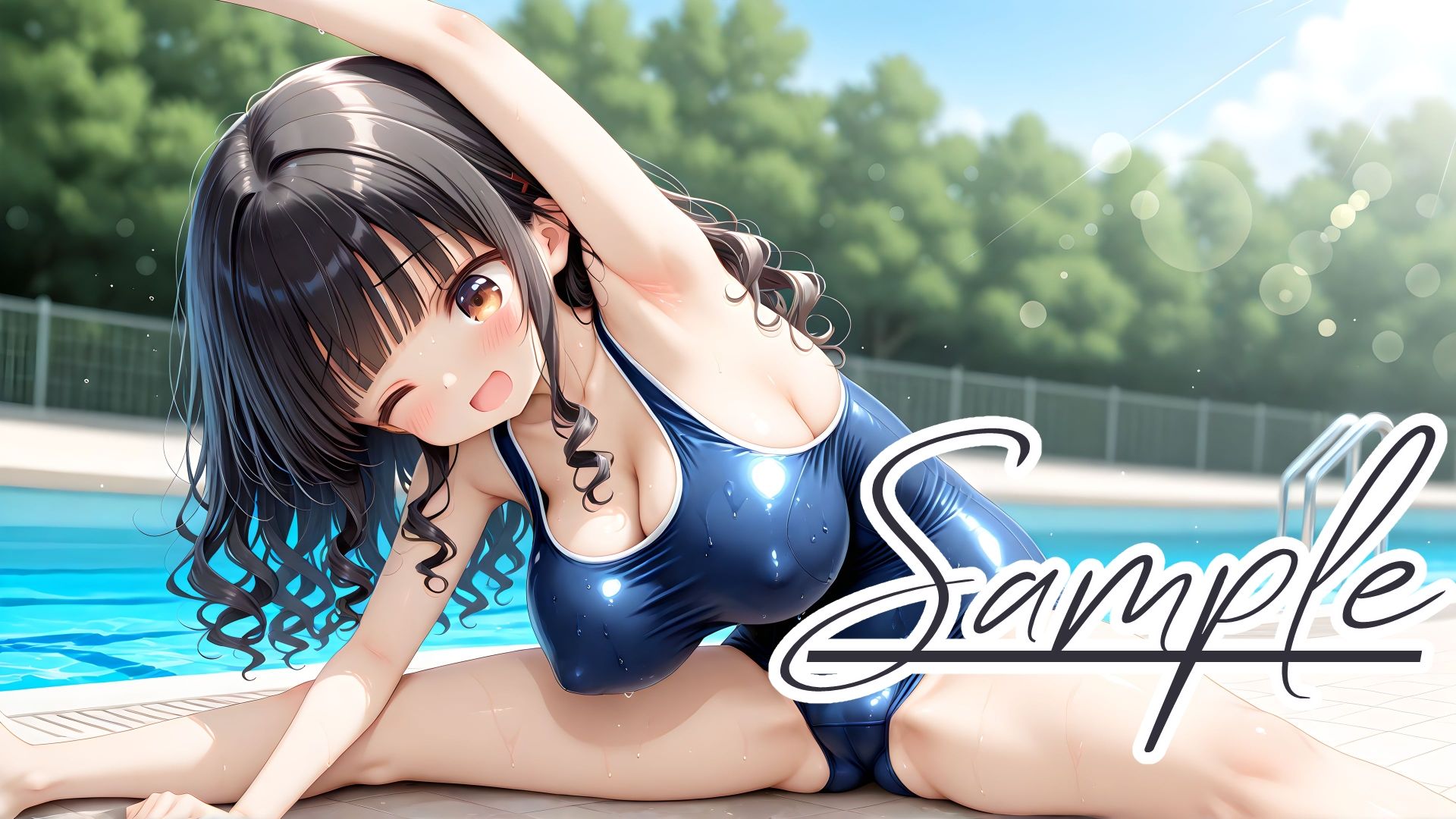 スクール水着の彼女と白濁まみれのプールえっち CGコレクション 画像2