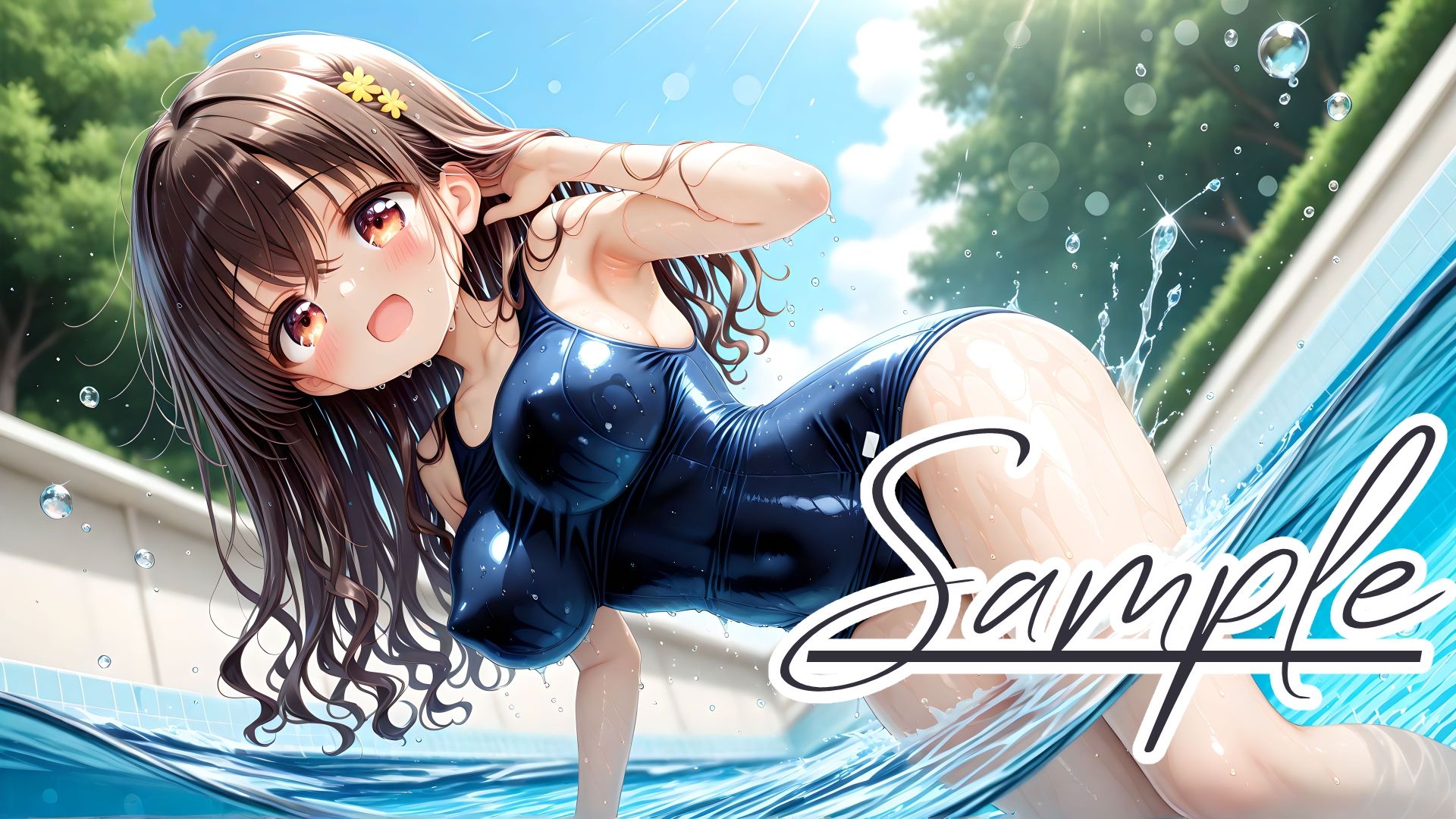 スクール水着の彼女と白濁まみれのプールえっち CGコレクション 画像3