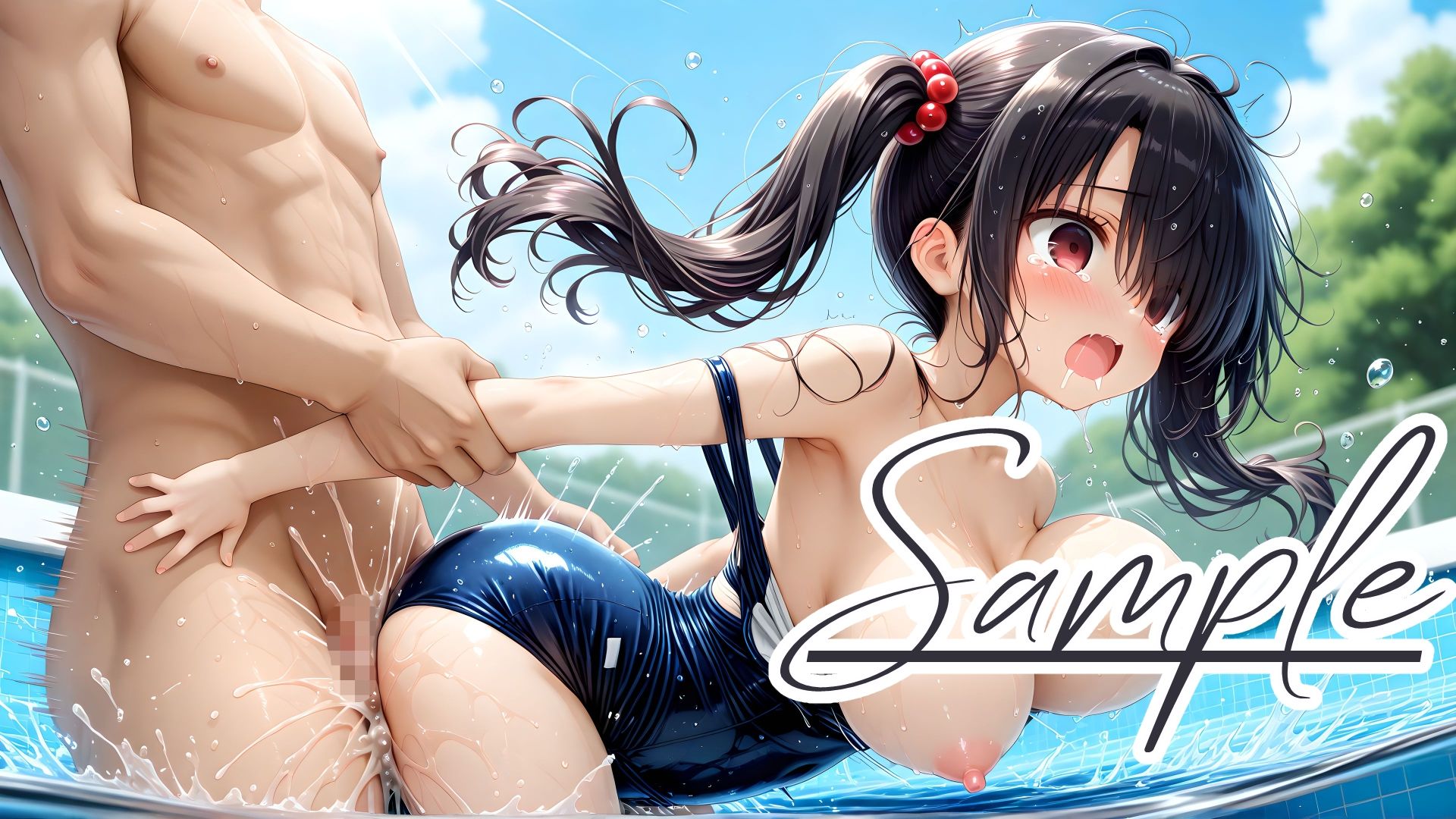 サンプル画像6:スクール水着の彼女と白濁まみれのプールえっち CGコレクション(棚から串だんご) [d_586604]