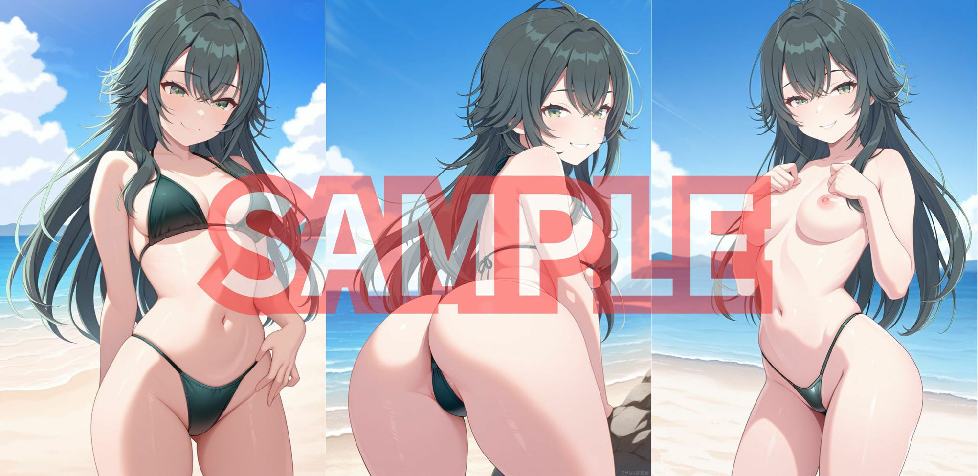 サンプル画像3:学マスの5人がビーチでおっぱい丸出しになってオナニーを見せてくれる(モザなし研究会) [d_586784]