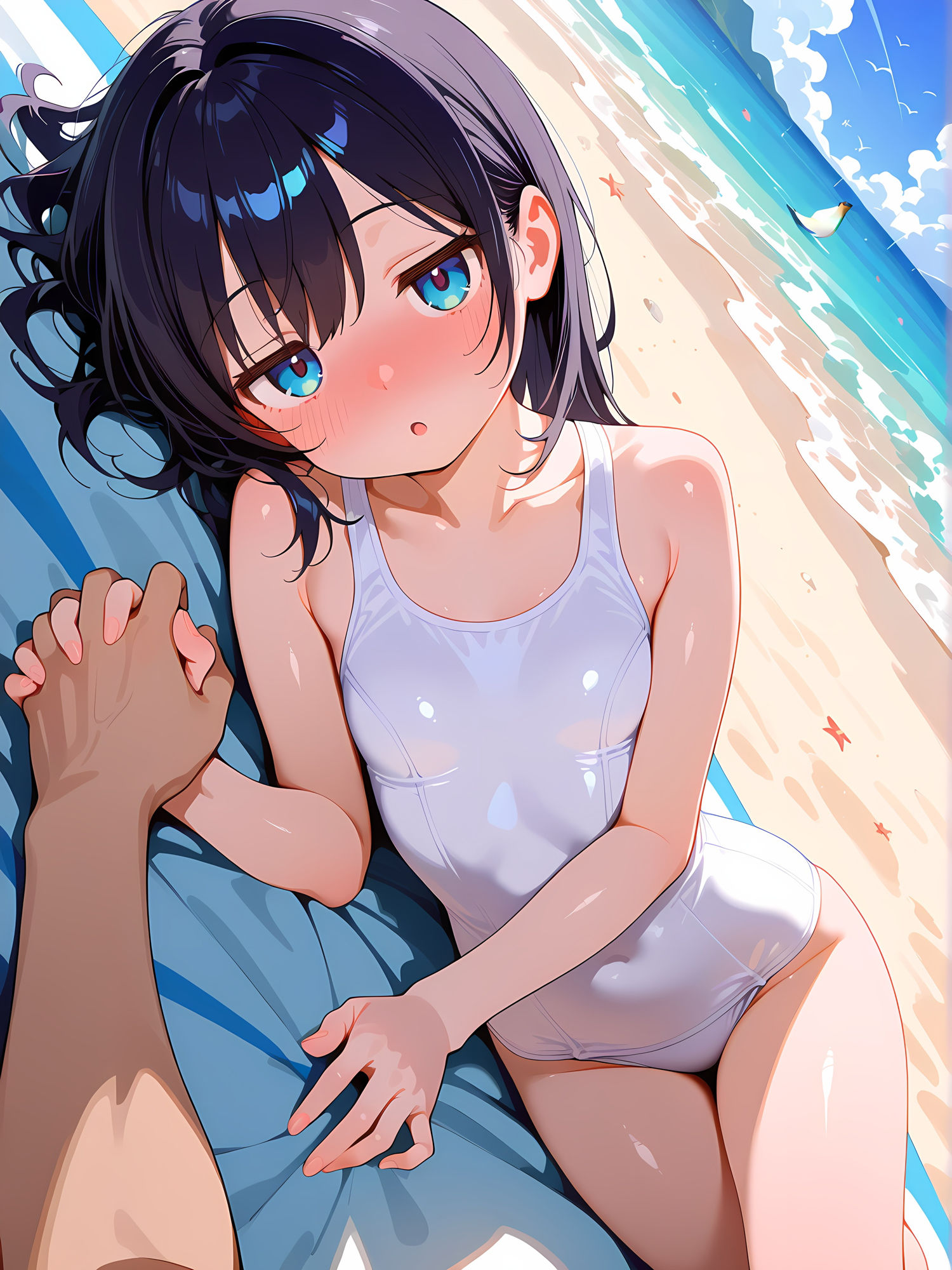 ジト目の微乳美少女とビーチで!4 画像2