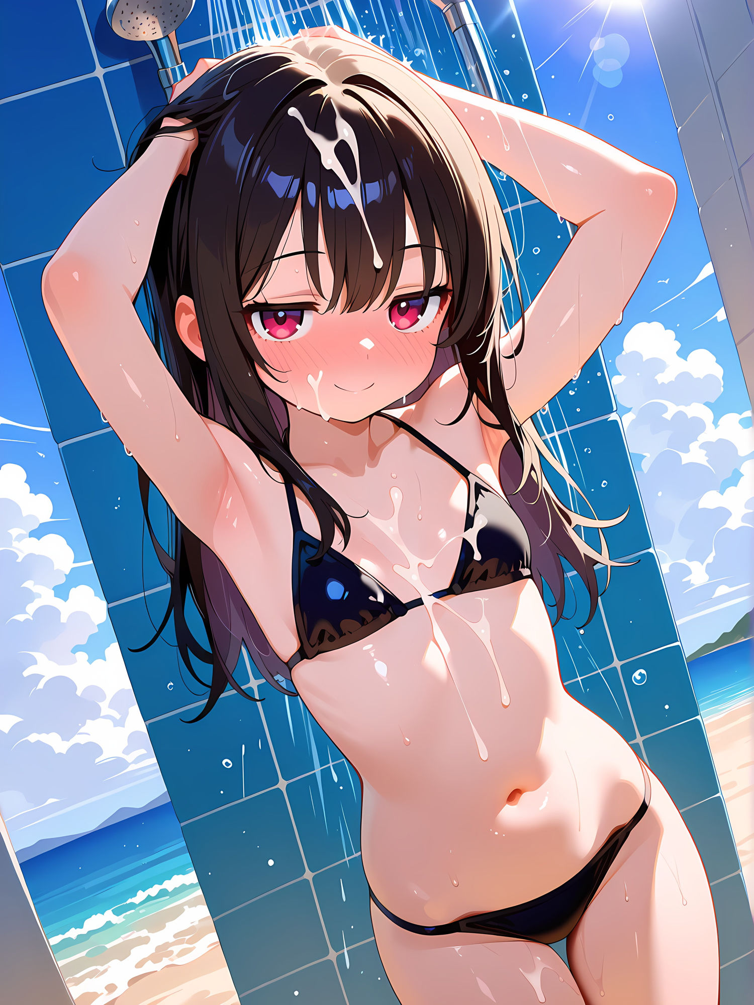 ジト目の微乳美少女とビーチで!4 画像10