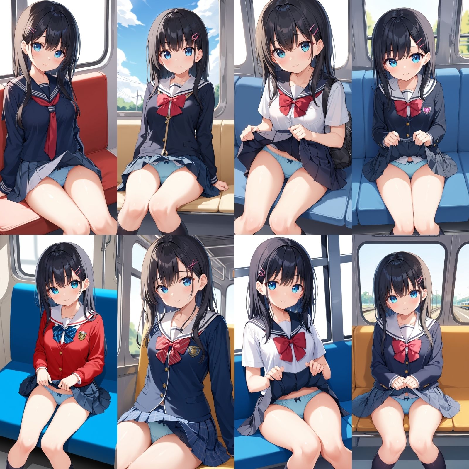 サンプル画像2:電車で対面のJKがおパンティーをみせてくる【500枚】(女子高生) [d_587033]