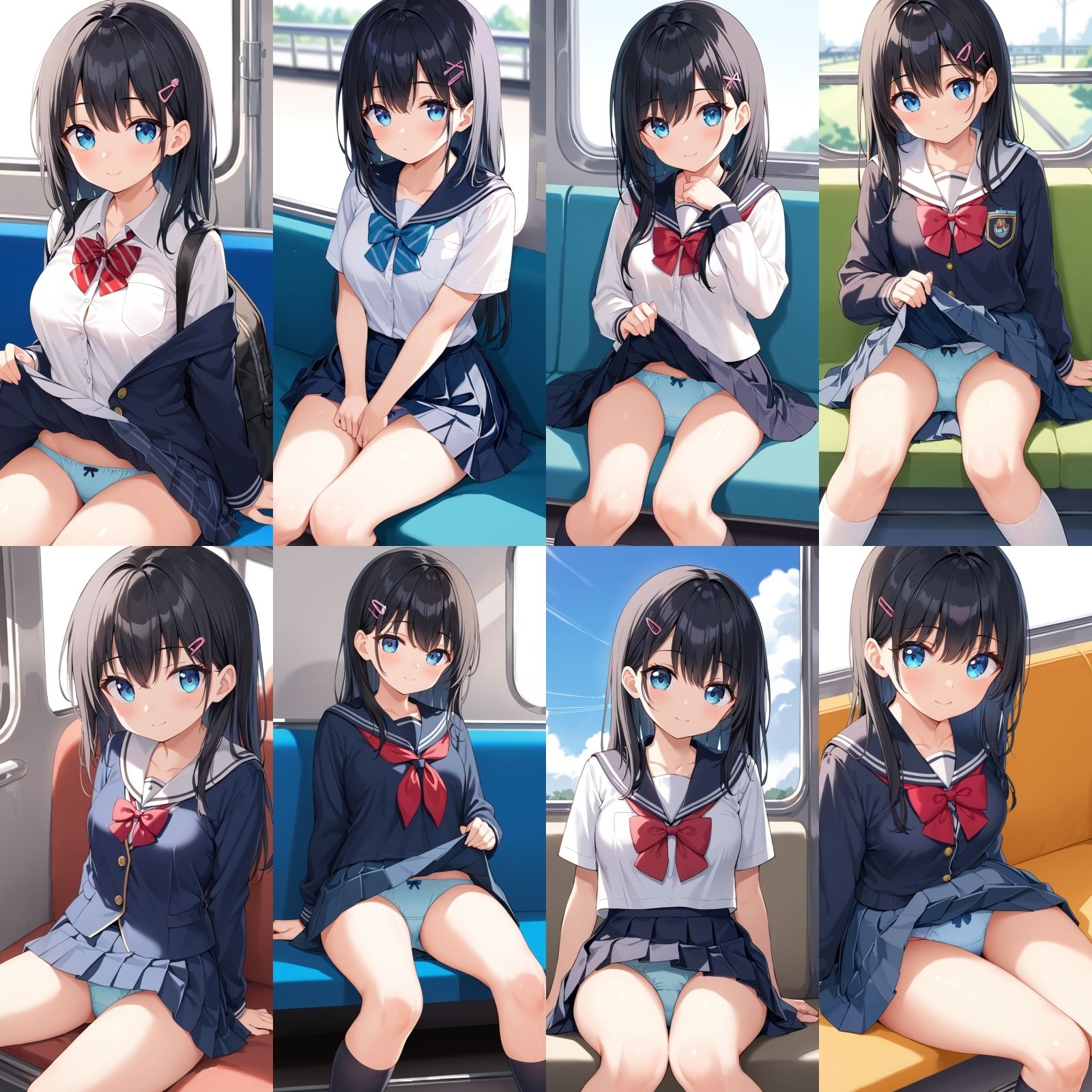 サンプル画像3:電車で対面のJKがおパンティーをみせてくる【500枚】(女子高生) [d_587033]