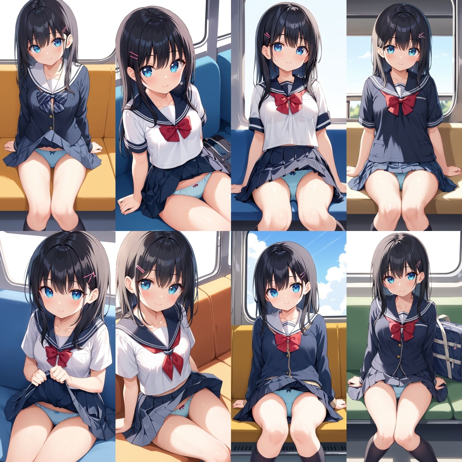 サンプル画像4:電車で対面のJKがおパンティーをみせてくる【500枚】(女子高生) [d_587033]