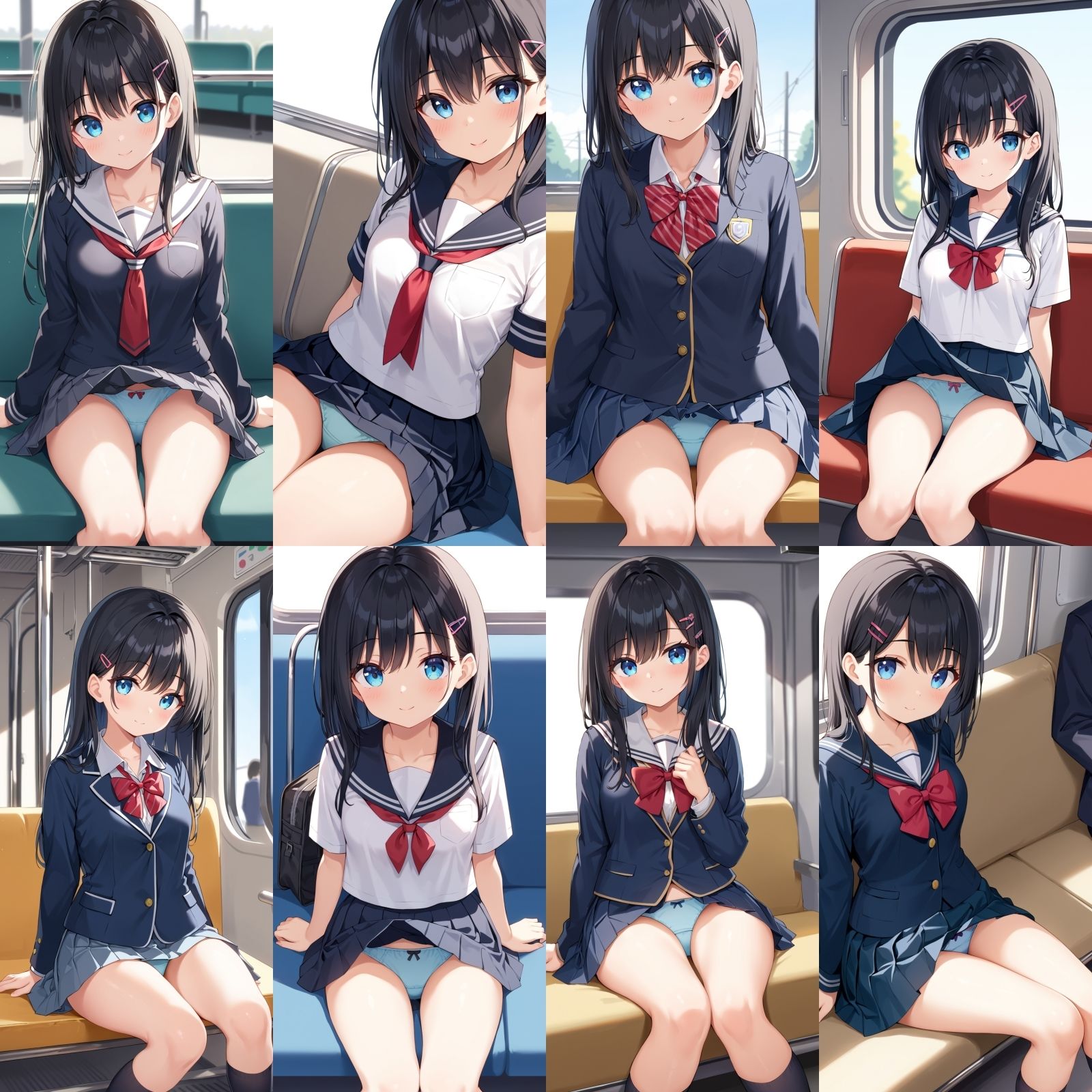 サンプル画像5:電車で対面のJKがおパンティーをみせてくる【500枚】(女子高生) [d_587033]