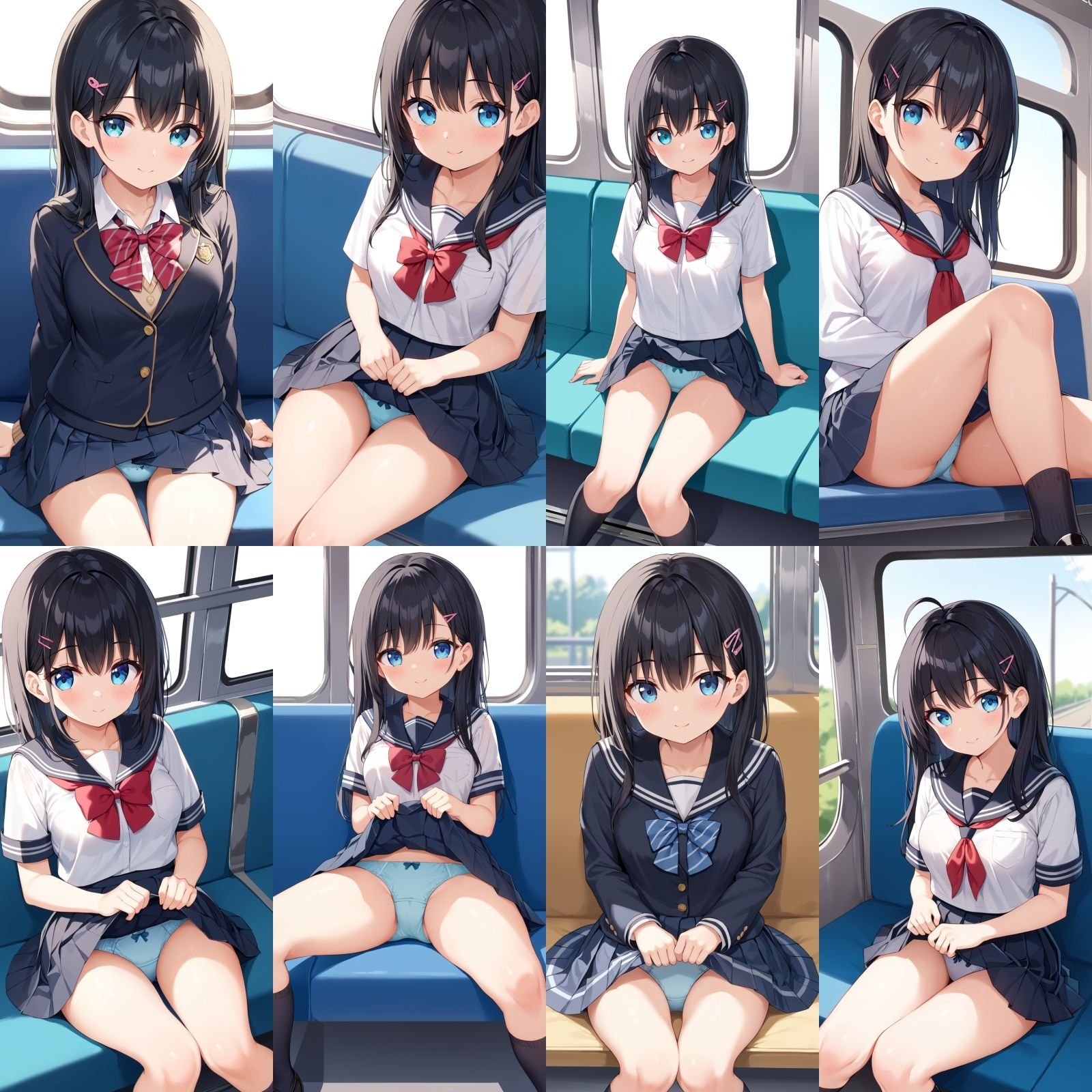 サンプル画像6:電車で対面のJKがおパンティーをみせてくる【500枚】(女子高生) [d_587033]