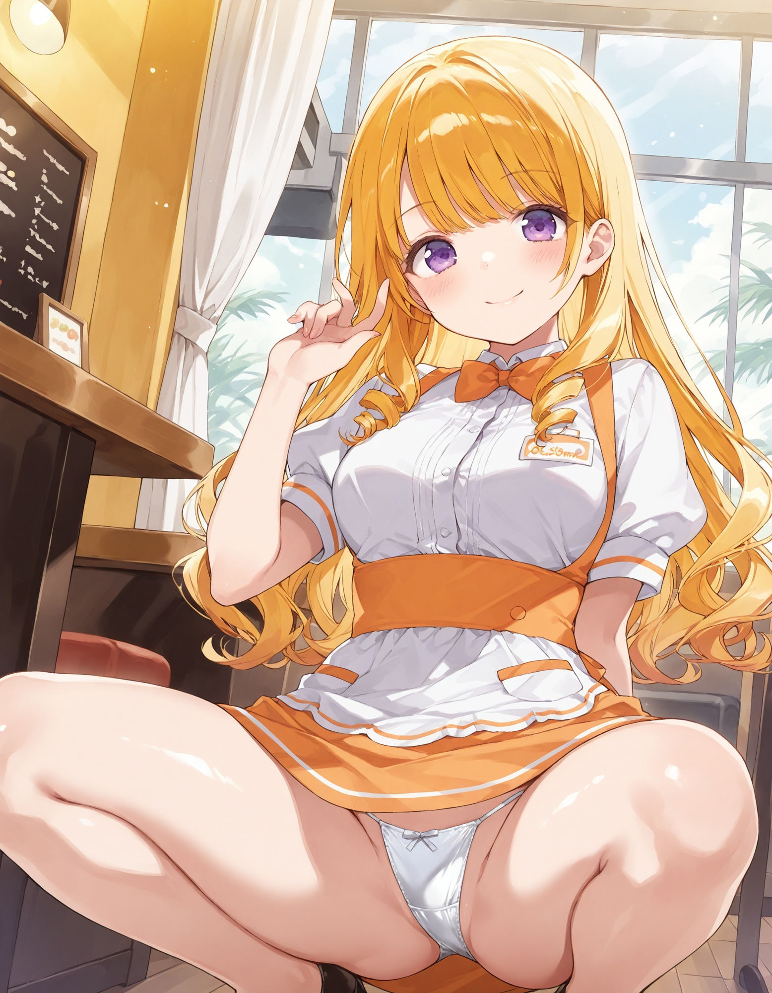 ウェイトレスのしゃがみパンチラ 画像3
