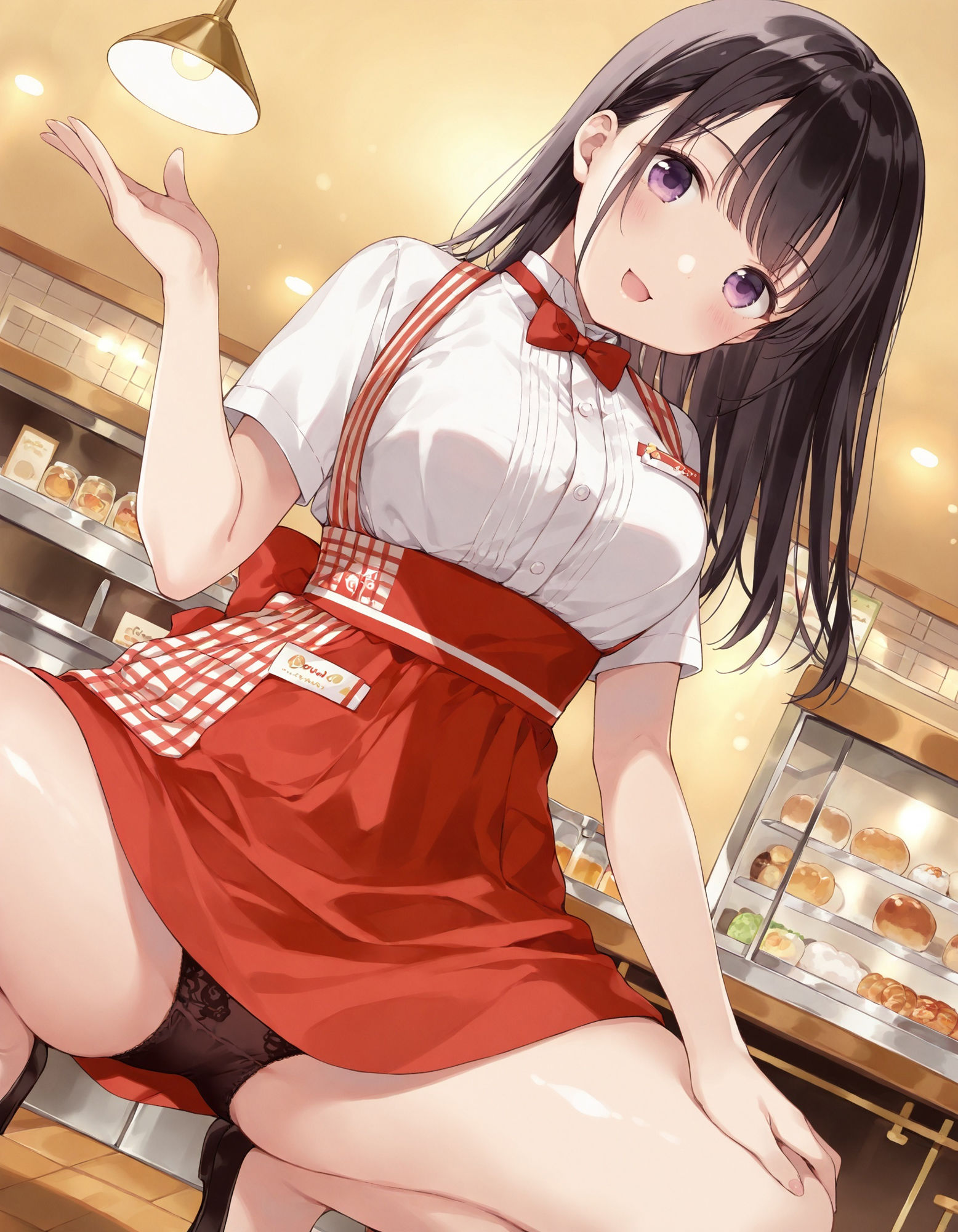 ウェイトレスのしゃがみパンチラ 画像5