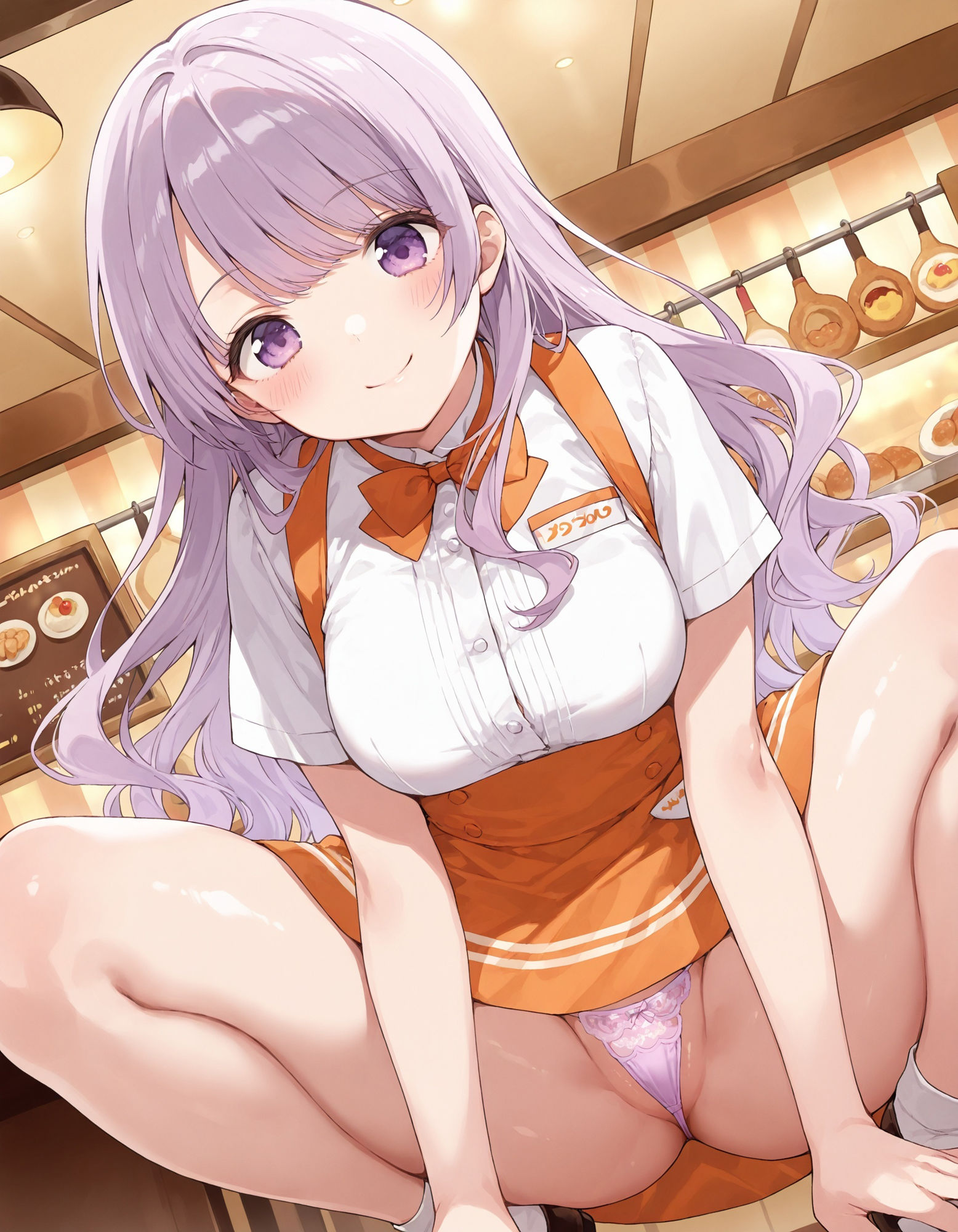 ウェイトレスのしゃがみパンチラ 画像6