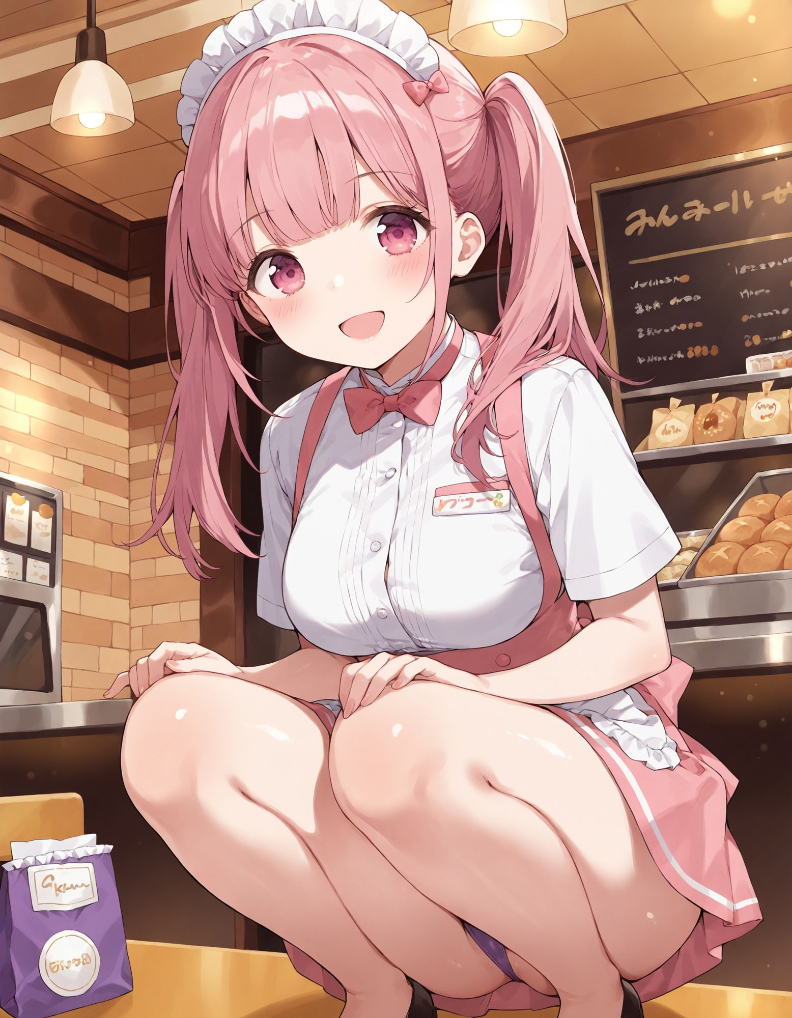 ウェイトレスのしゃがみパンチラ 画像7
