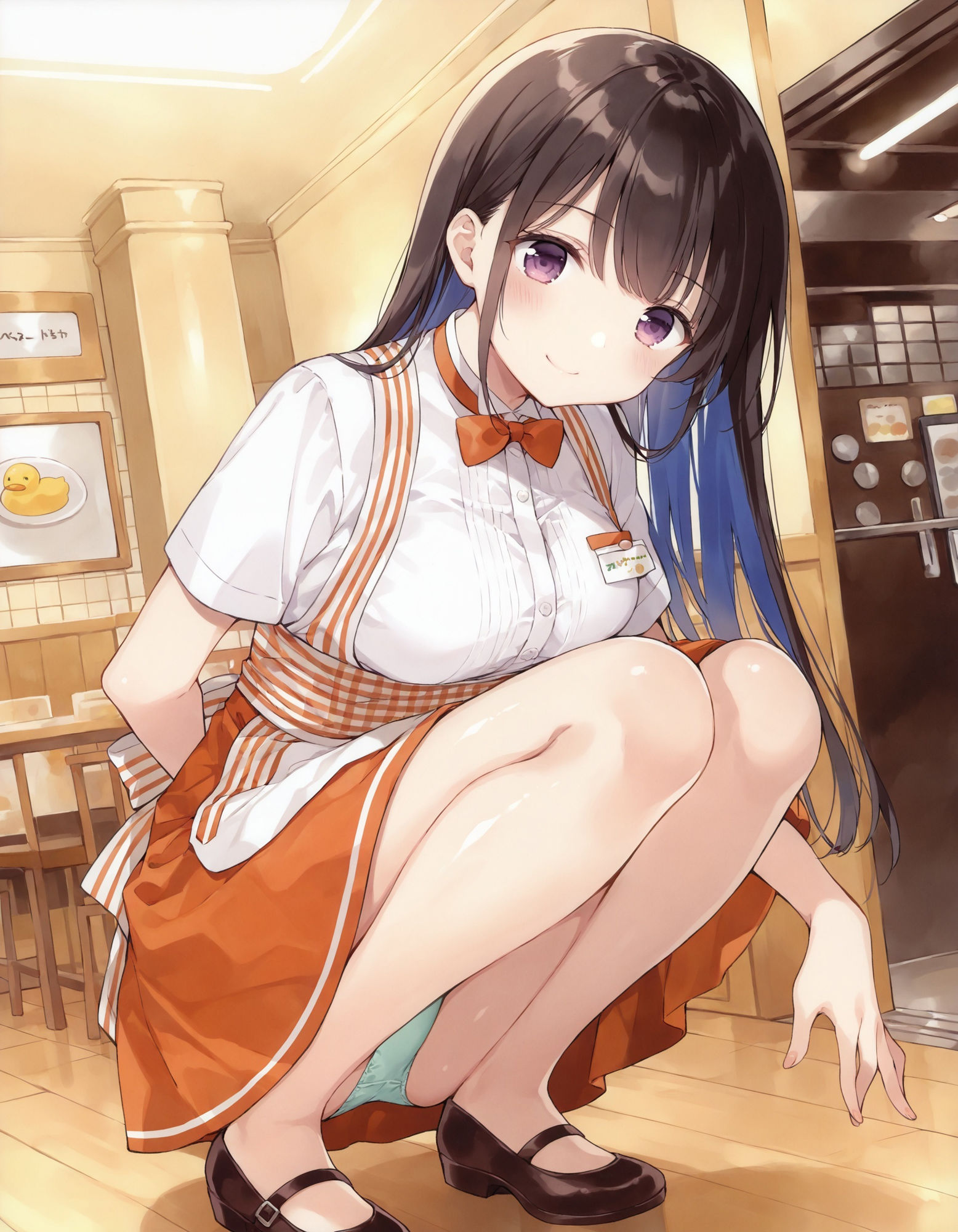 ウェイトレスのしゃがみパンチラ 画像8