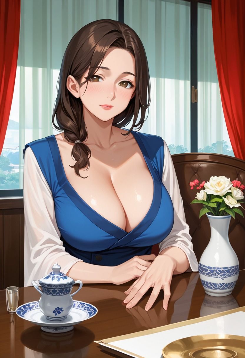 お隣の巨乳人妻と汗だくセックス 画像1