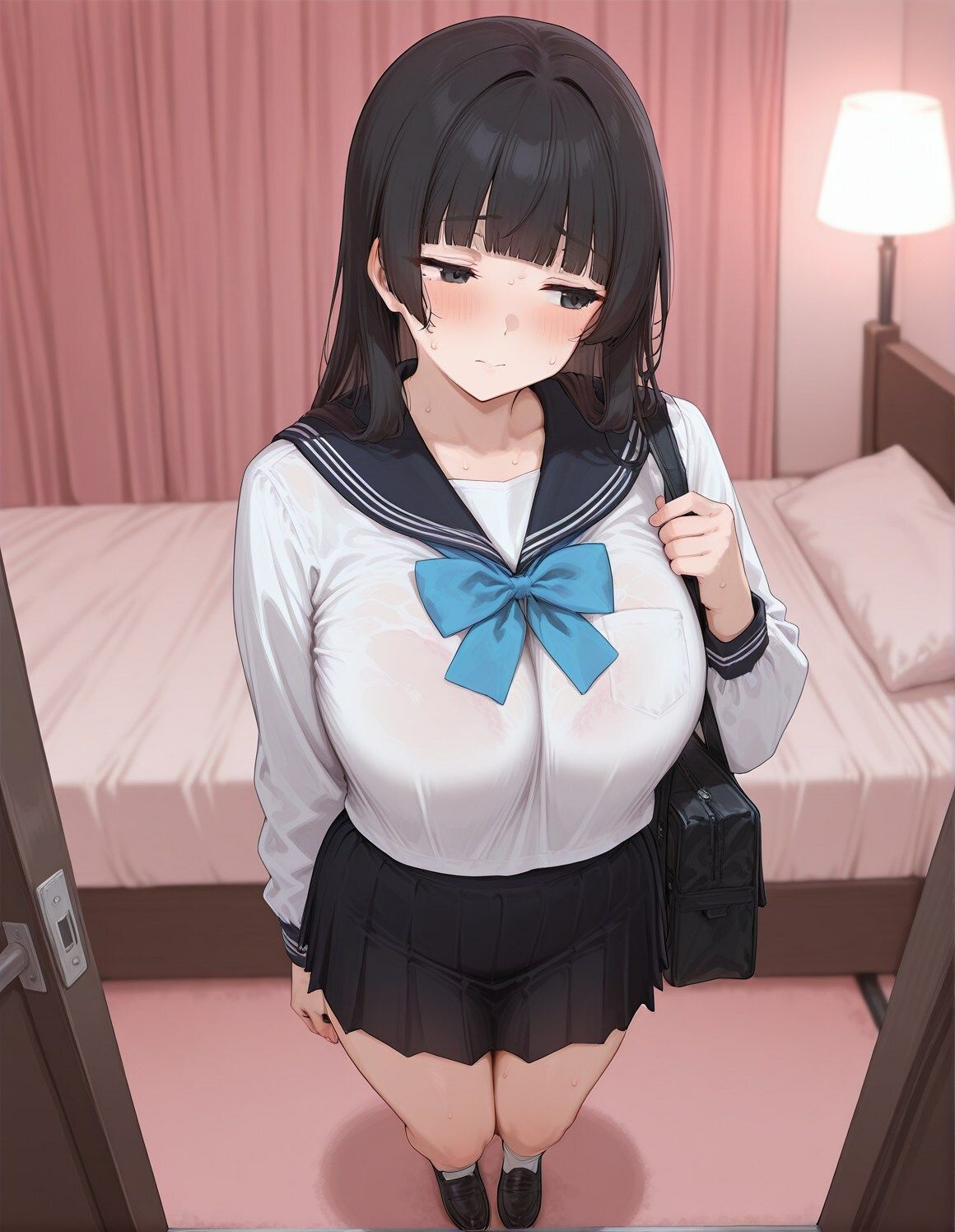 制服女子〜黒髪ロング巨乳セーラー服JK〜 画像1