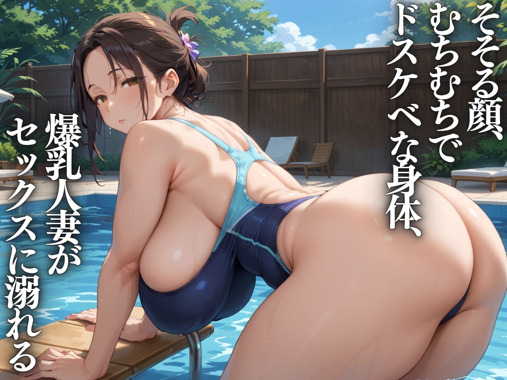 爆乳人妻熟女と市民プールで種付けセックス 画像1