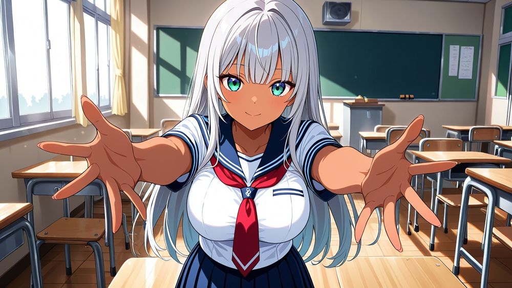 褐色銀髪&白肌オレンジの爆乳水泳部が新任教師と孕ませ調教【4K】 画像4