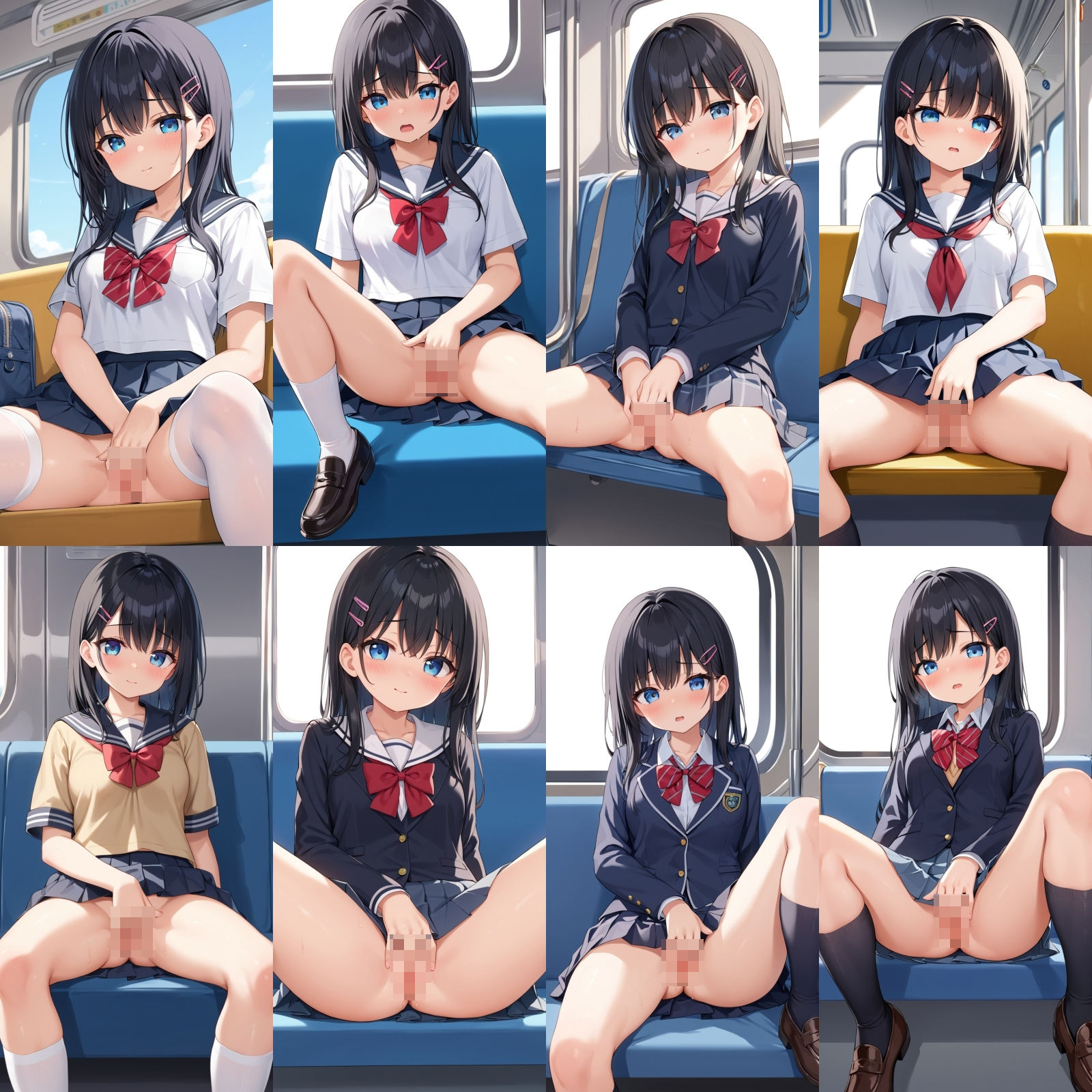 サンプル画像1:電車で対面のJKがオナニーをしはじめた…【500枚】(女子高生) [d_588093]