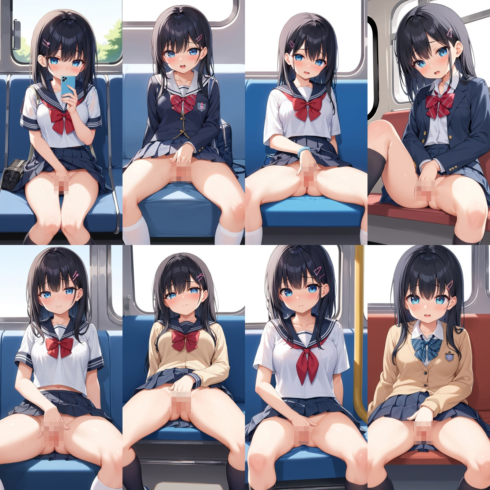 サンプル画像2:電車で対面のJKがオナニーをしはじめた…【500枚】(女子高生) [d_588093]